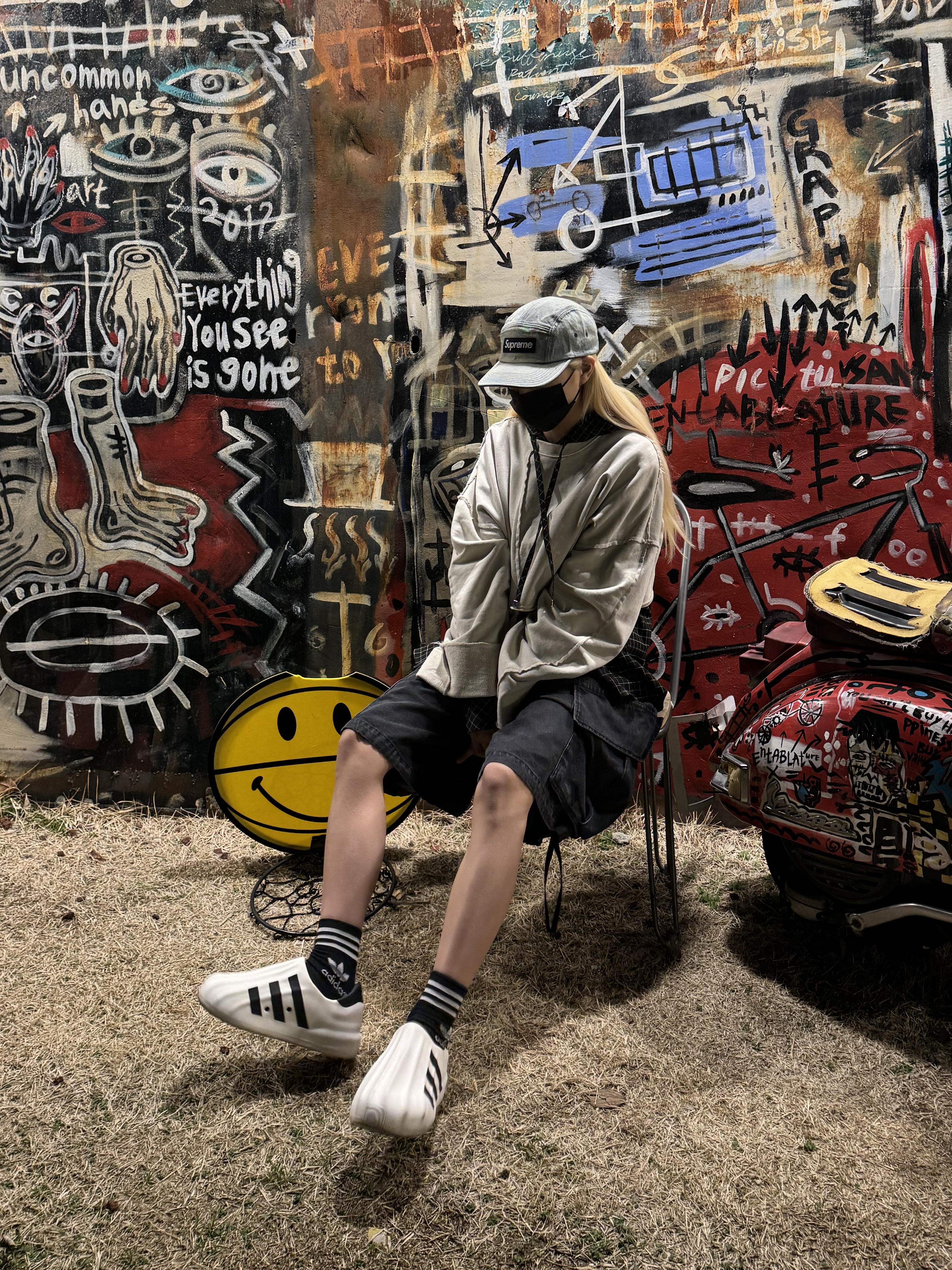 Supreme Washed Chino Twill Camp Cap Dirty Indigo - 24SS, Adidas Adifom Superstar Core White 착용 스타일 - 3