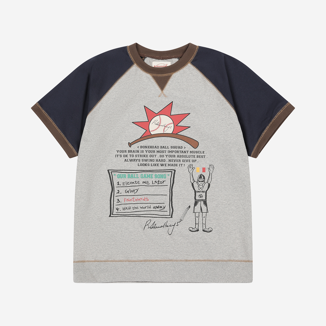 D02SW02GY Problemallways Referee Raglan Sweatshirt Gray