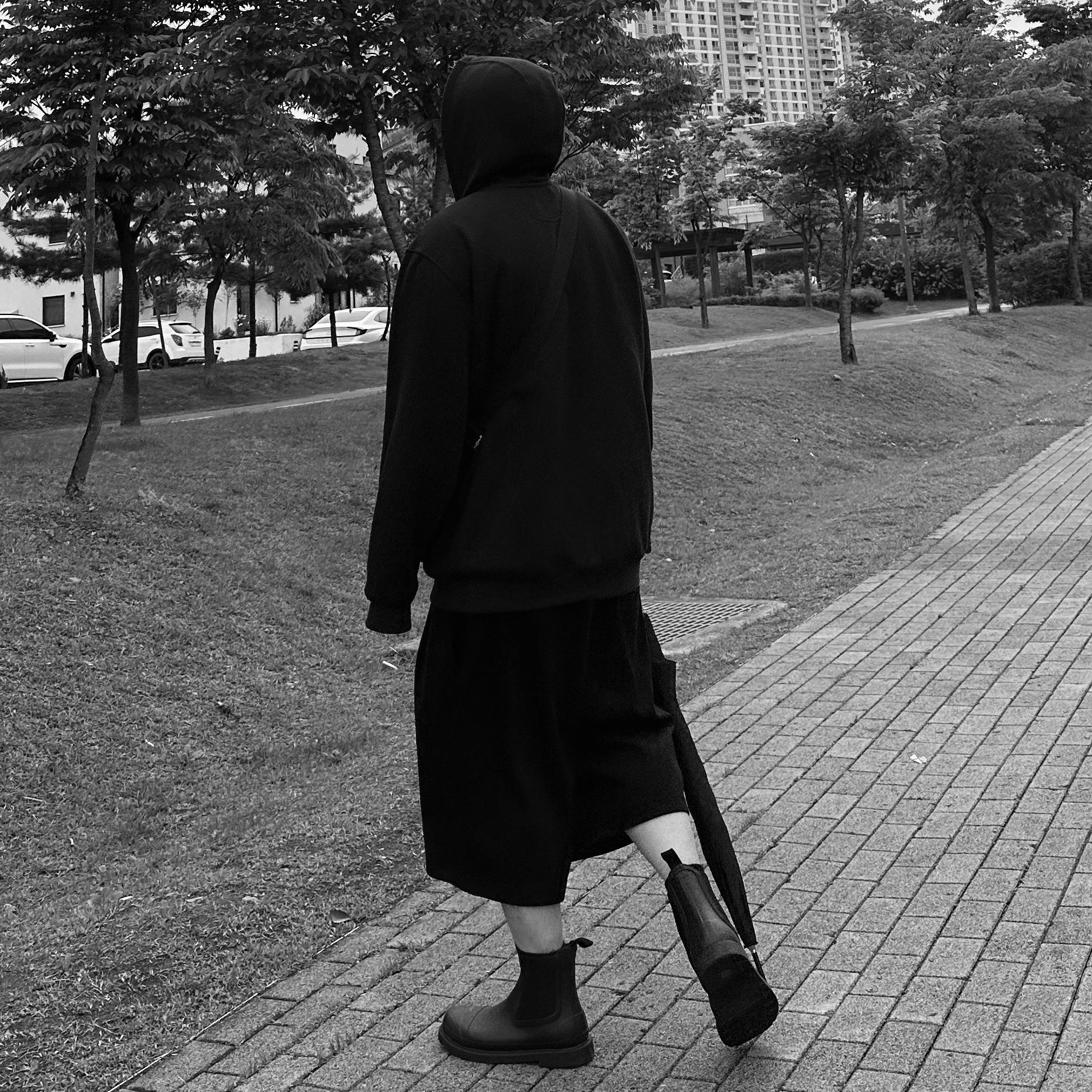Hunter Commando Chelsea Boots Black 착용 스타일 - 3