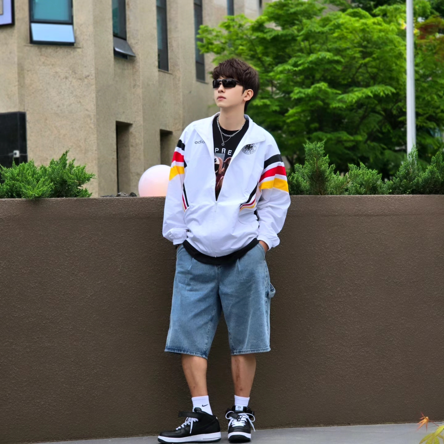 Adidas Germany 1996 Woven Track Jacket White - KR Sizing, Adidas Germany 1996 Woven Track Jacket White - US Sizing 착용 스타일 - 8