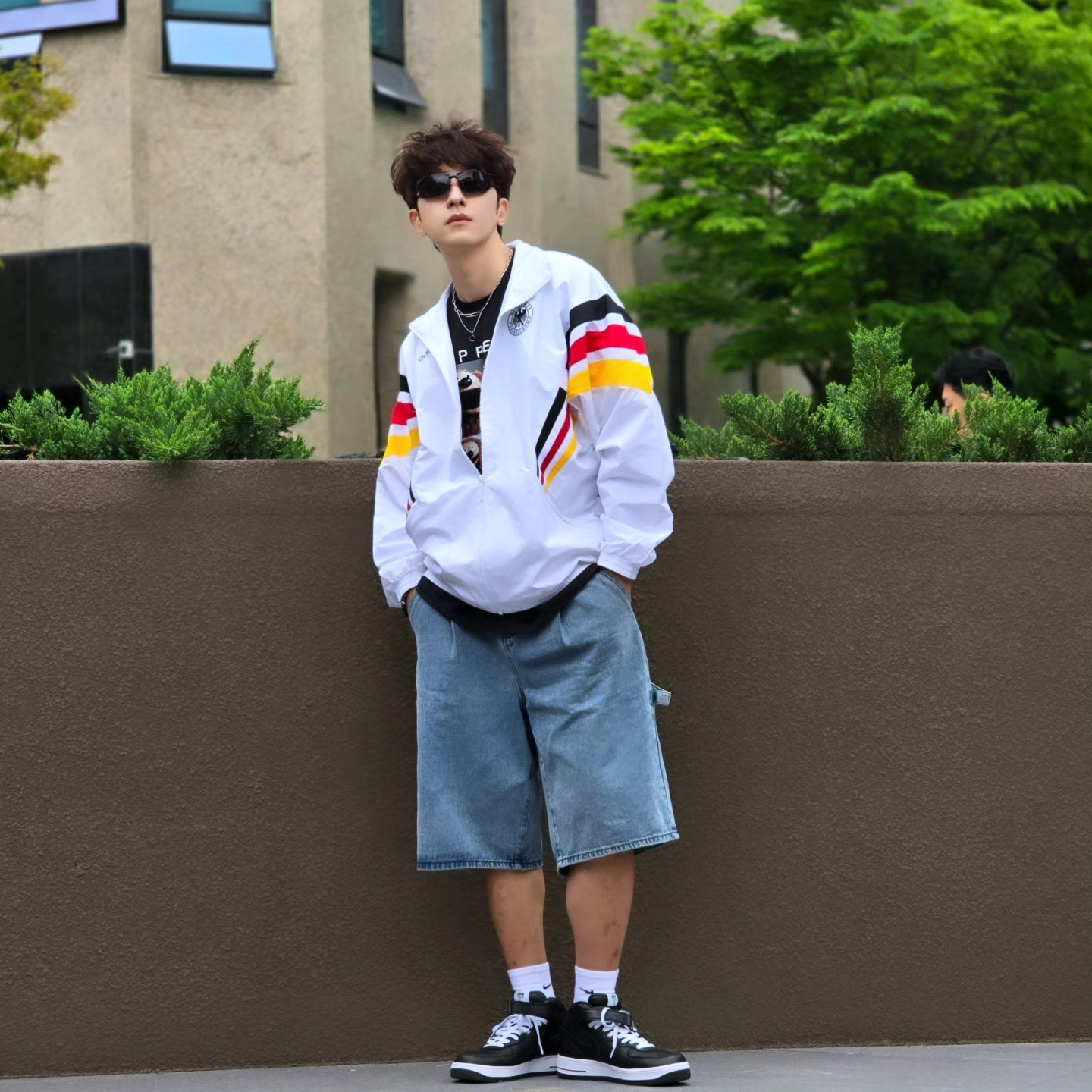 Adidas Germany 1996 Woven Track Jacket White - KR Sizing, Adidas Germany 1996 Woven Track Jacket White - US Sizing 착용 스타일 - 7