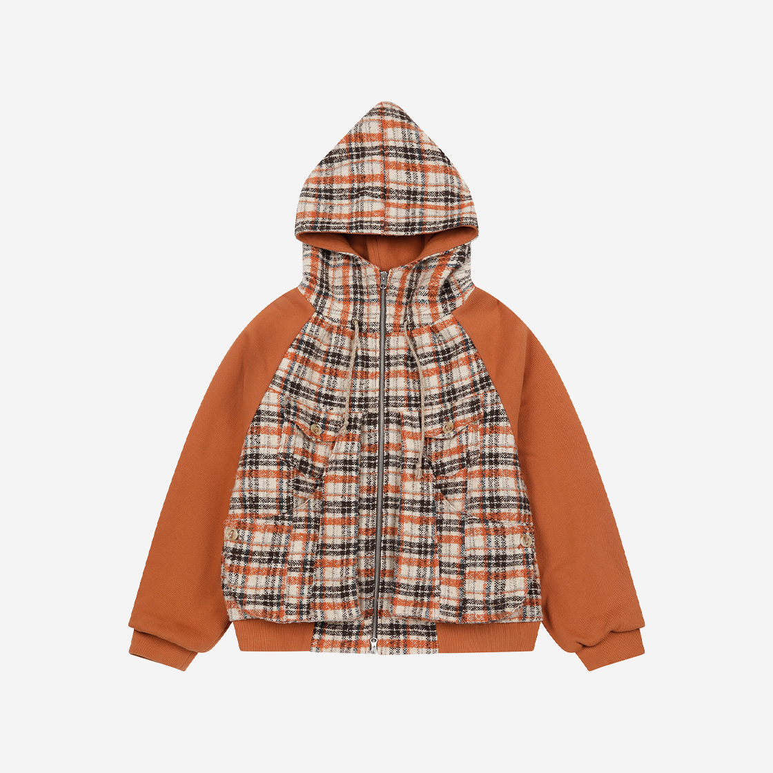 S02JP01BC Problemallways Memory Unbalance Check Hood Zip-Up Jumper Brick