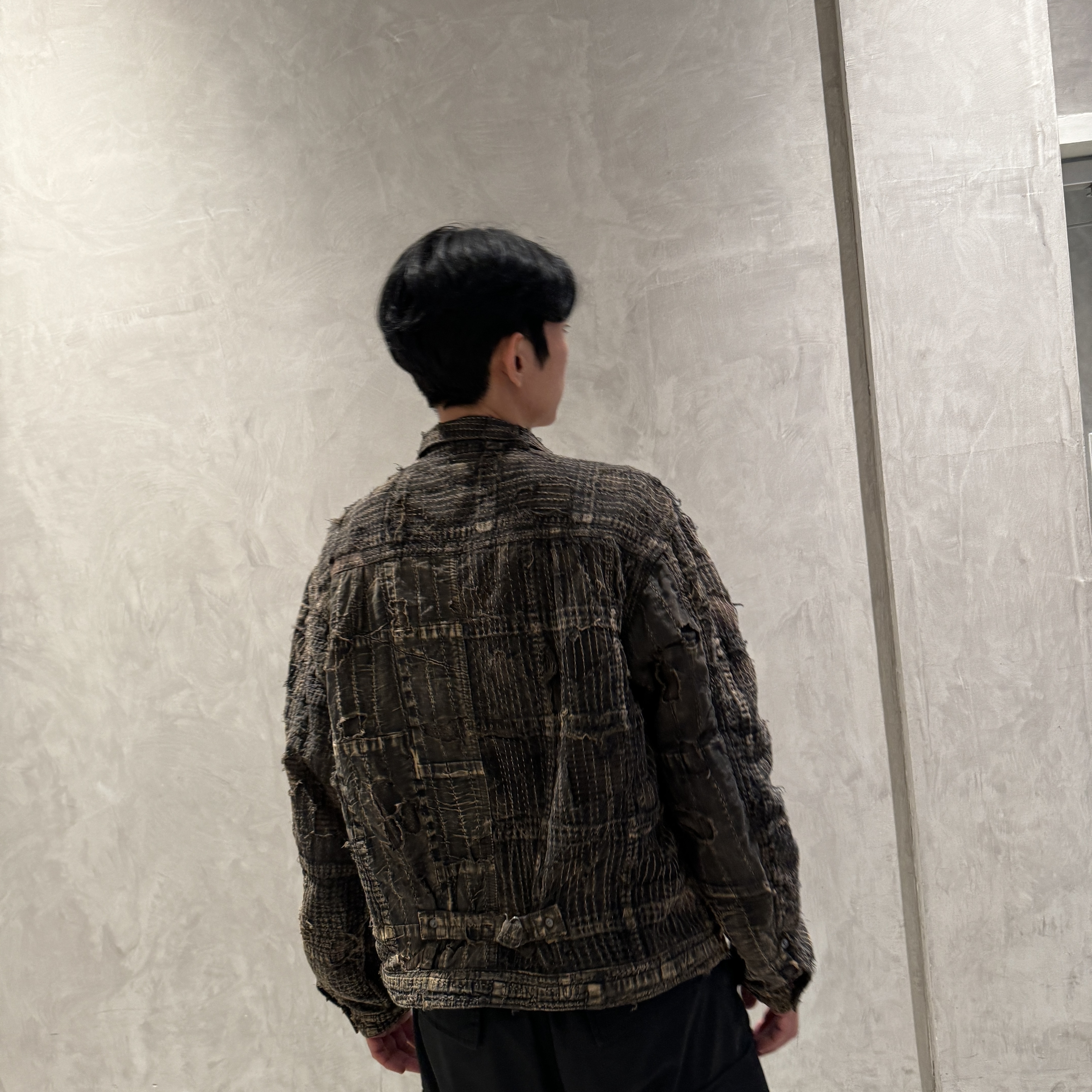 Kapital Black Tea-Core Boro Spring 1st Jacket Black 착용 스타일 - 2