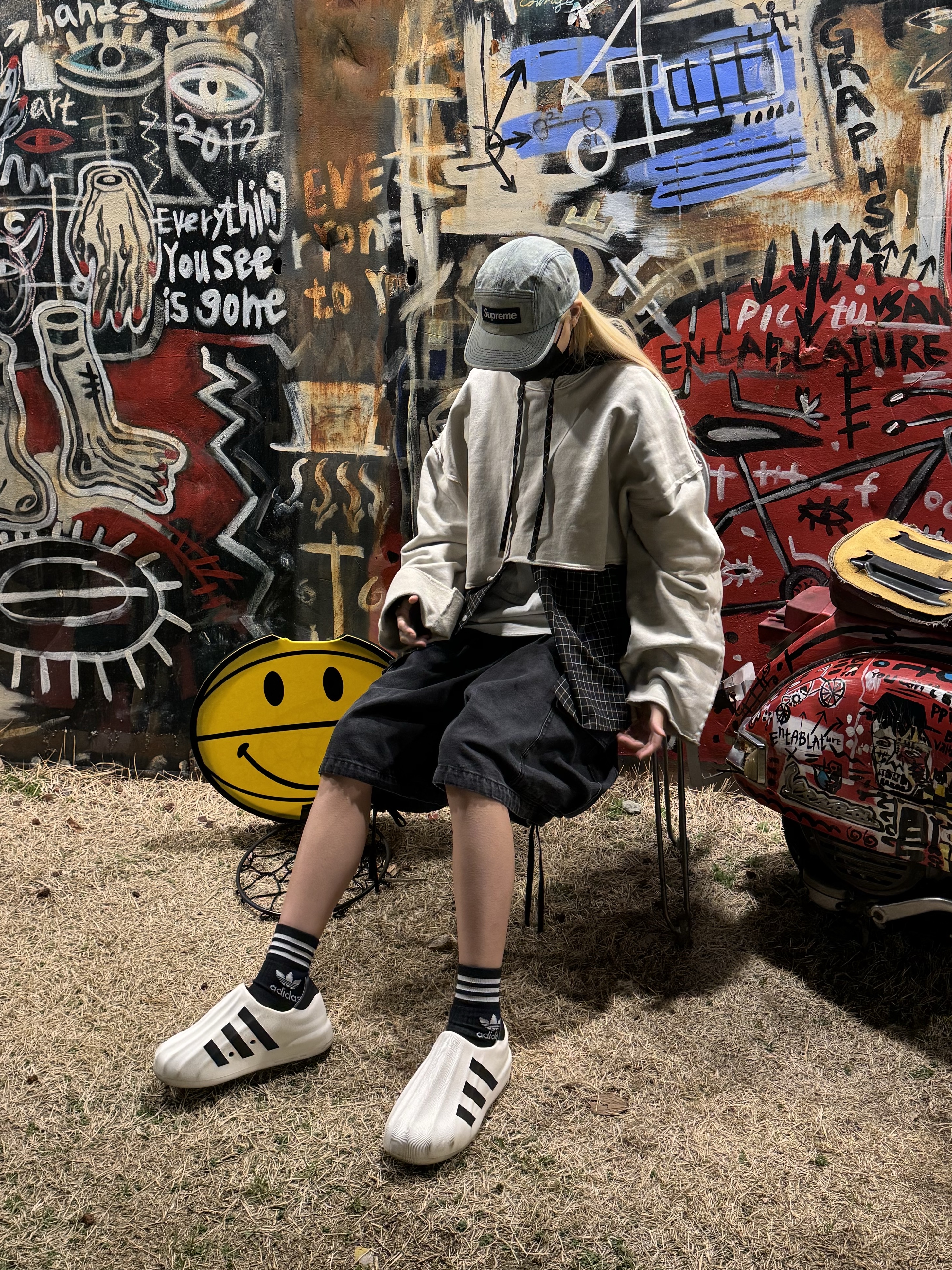 Supreme Washed Chino Twill Camp Cap Dirty Indigo - 24SS, Adidas Adifom Superstar Core White 착용 스타일 - 1