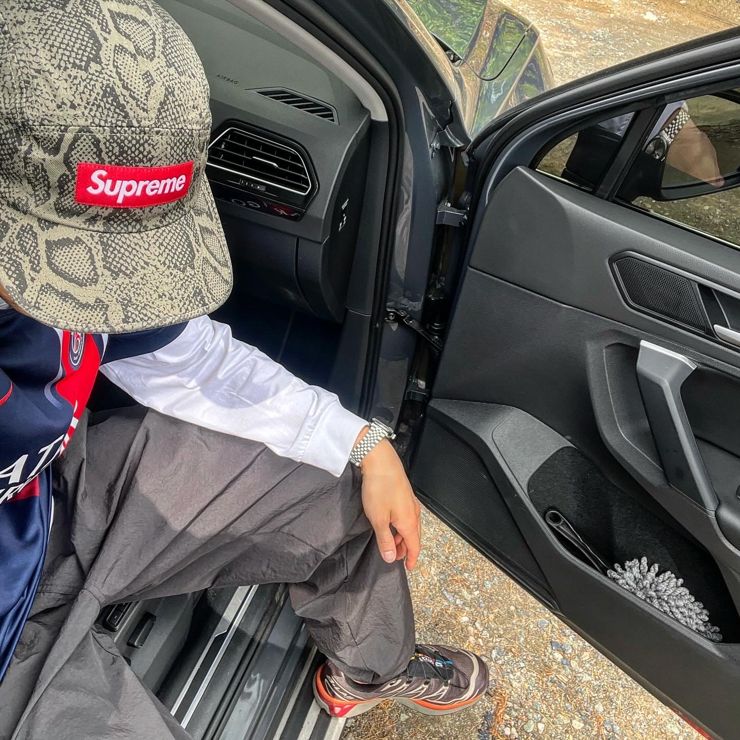Supreme Washed Chino Twill Camp Cap Snake - 24SS, Salomon XT-6 ADV Shale Chocolate Plum 착용 스타일 - 2