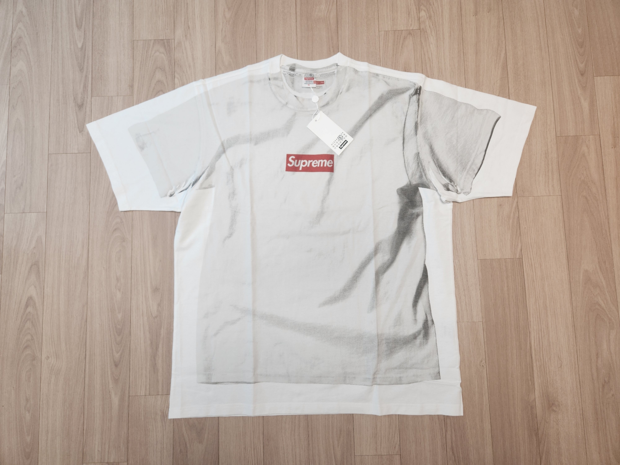 Supreme x MM6 Maison Margiela Box Logo T-Shirt White - 24SS 착용 스타일 - 1