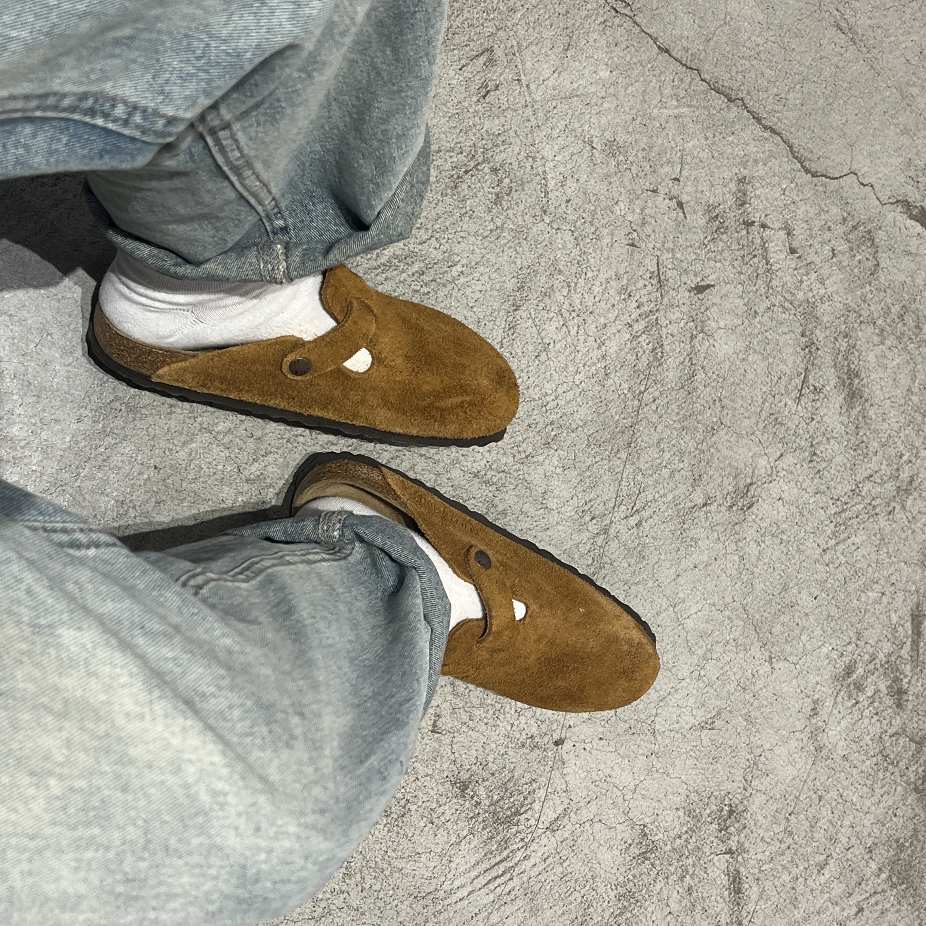 Birkenstock Boston Soft Footbed Mink - Narrow 착용 스타일