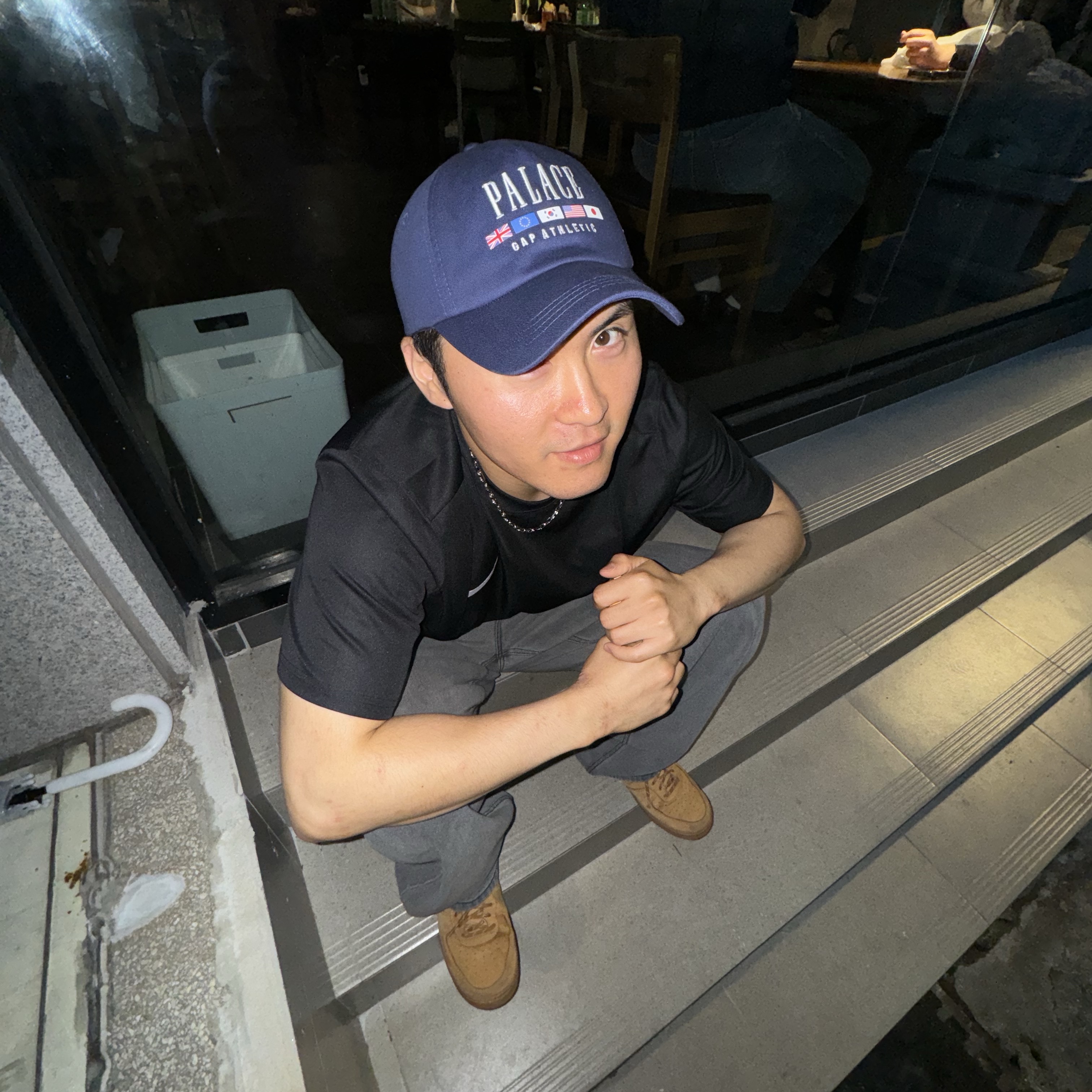Palace x Gap Flag 6-Panel Navy - 24SS, Nike Air Force 1 '07 WB Flax 착용 스타일