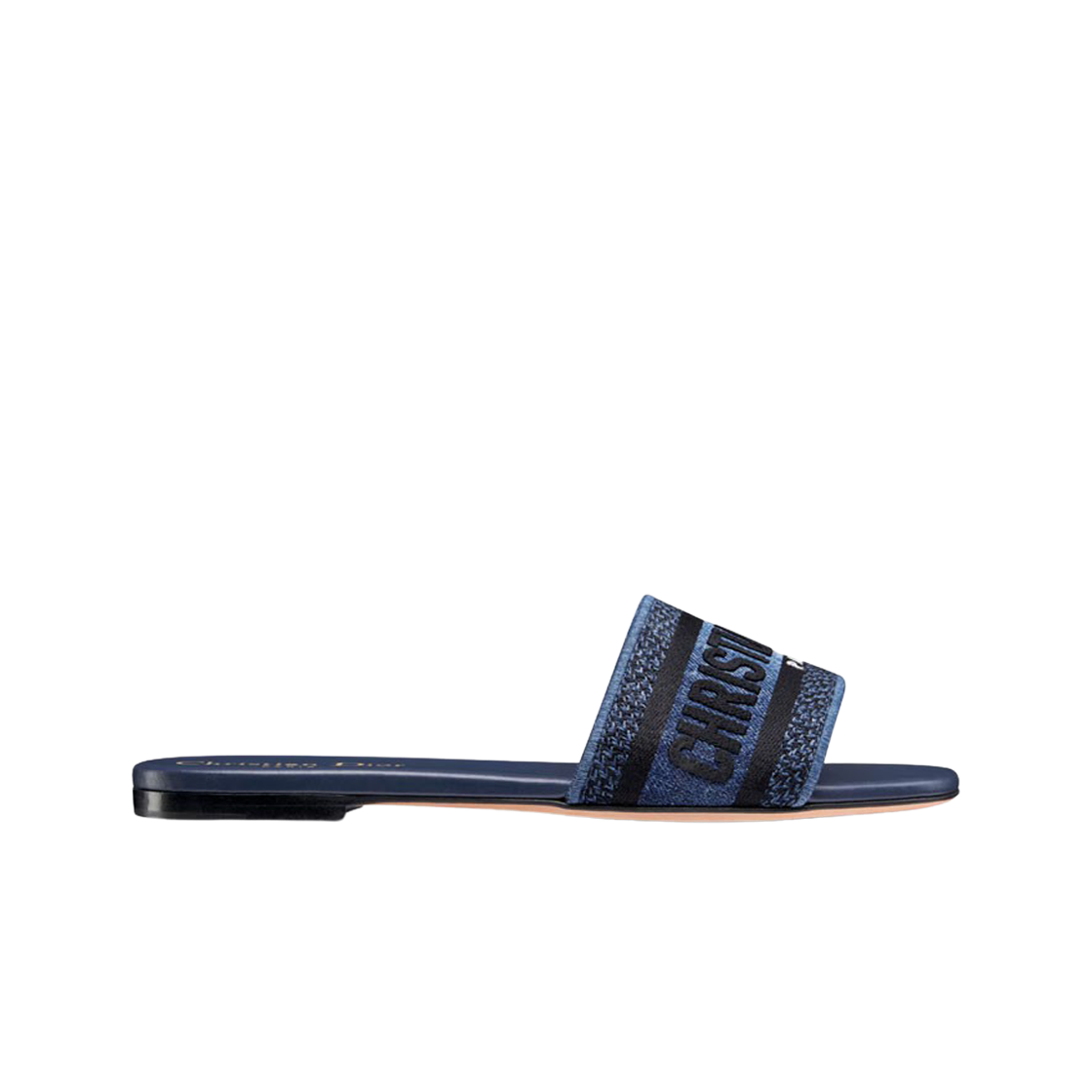 (W) Dior Dway Slide Blue Embroidered Cotton Denim 상세 이미지 1