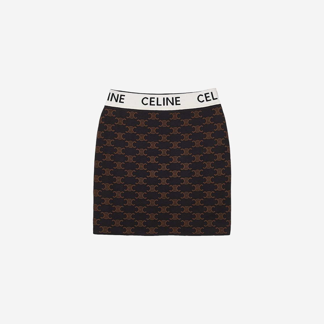 (W) Celine Mini Skirt in Monogram Cotton Silk Brown 상세 이미지 1