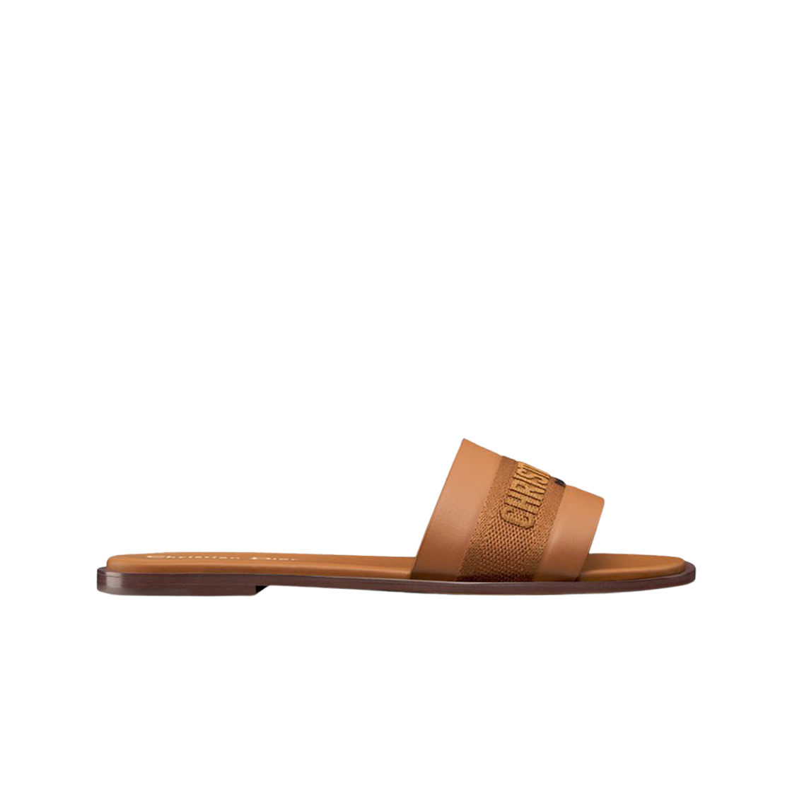 (W) Dior Dway Slide Embroidered Cotton Camel Calfskin 상세 이미지 1