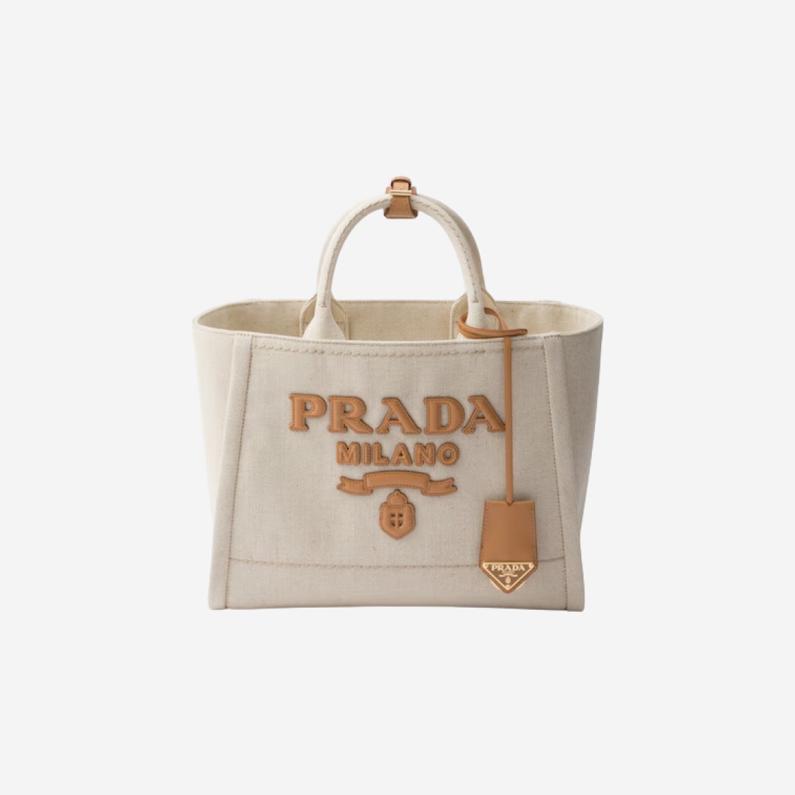 Prada Medium Linen Blend Tote Bag Natural 상세 이미지 1