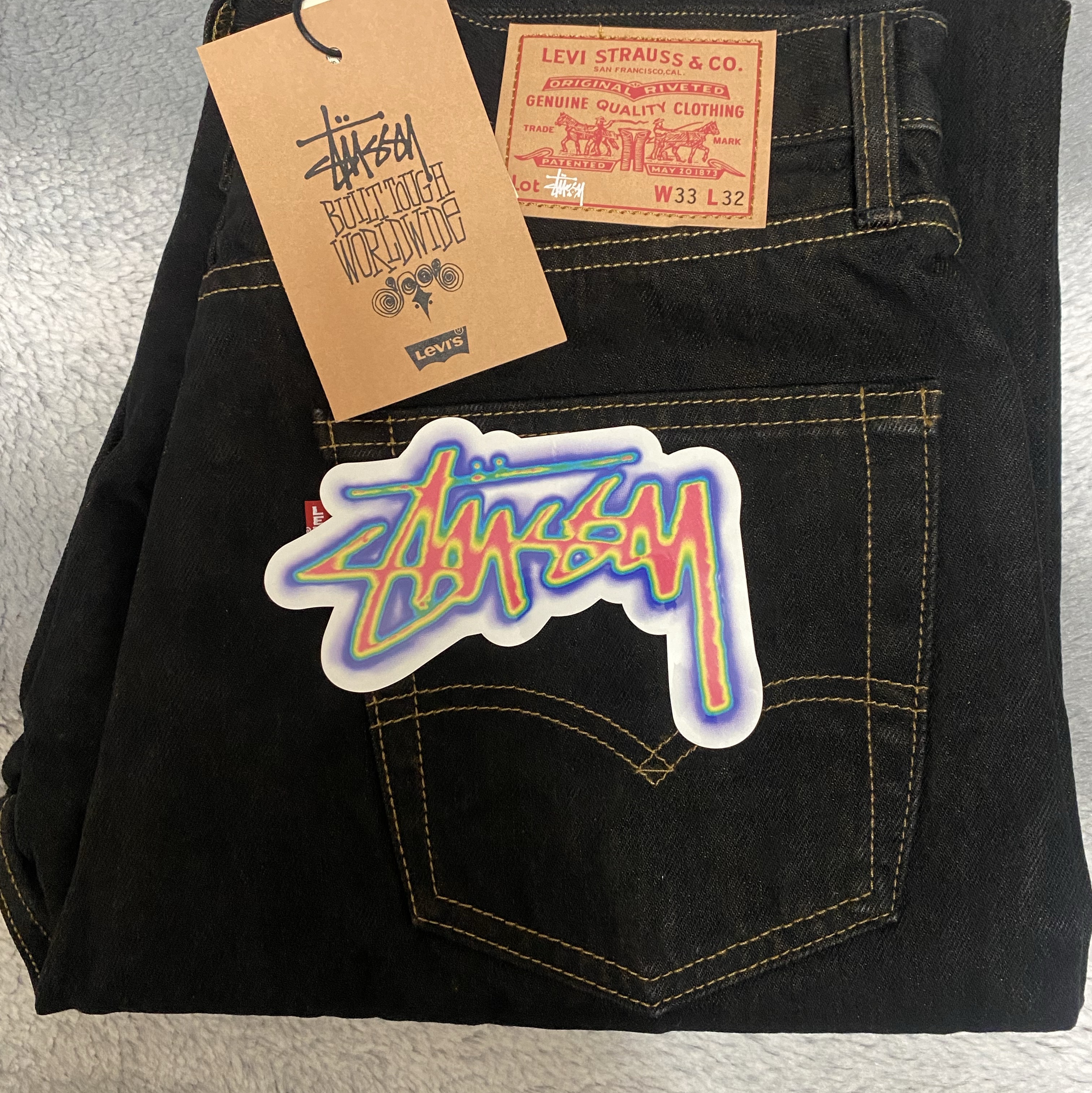Stussy x Levi's Crispy Rinse 568 Jean Black 착용 스타일