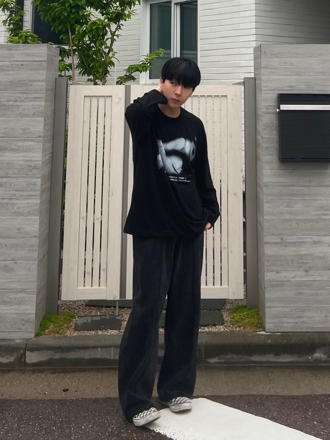Vans Slip-On Checkerboard 착용 스타일 - 3