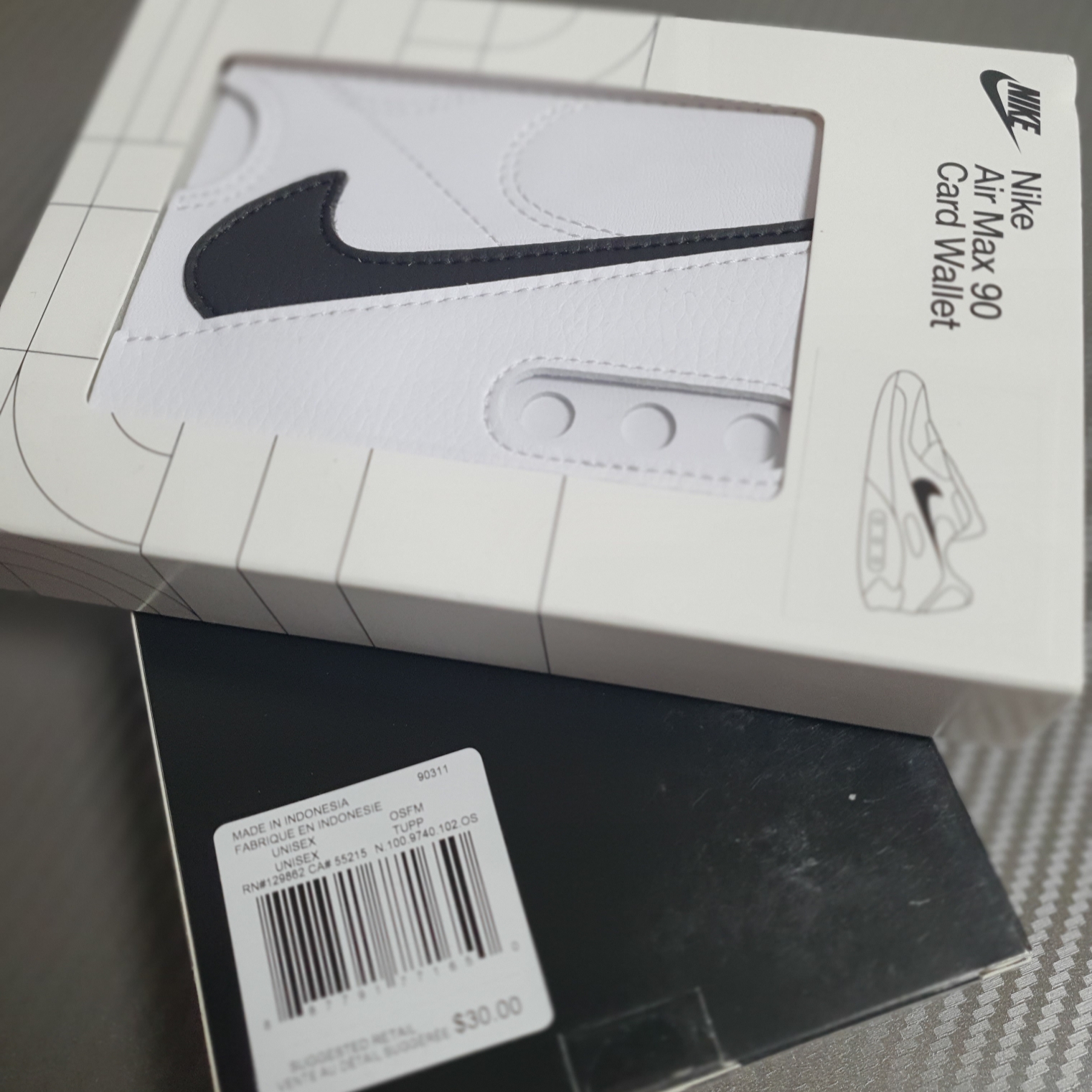 Nike Icon Air Max 90 Card Wallet White 착용 스타일 - 1