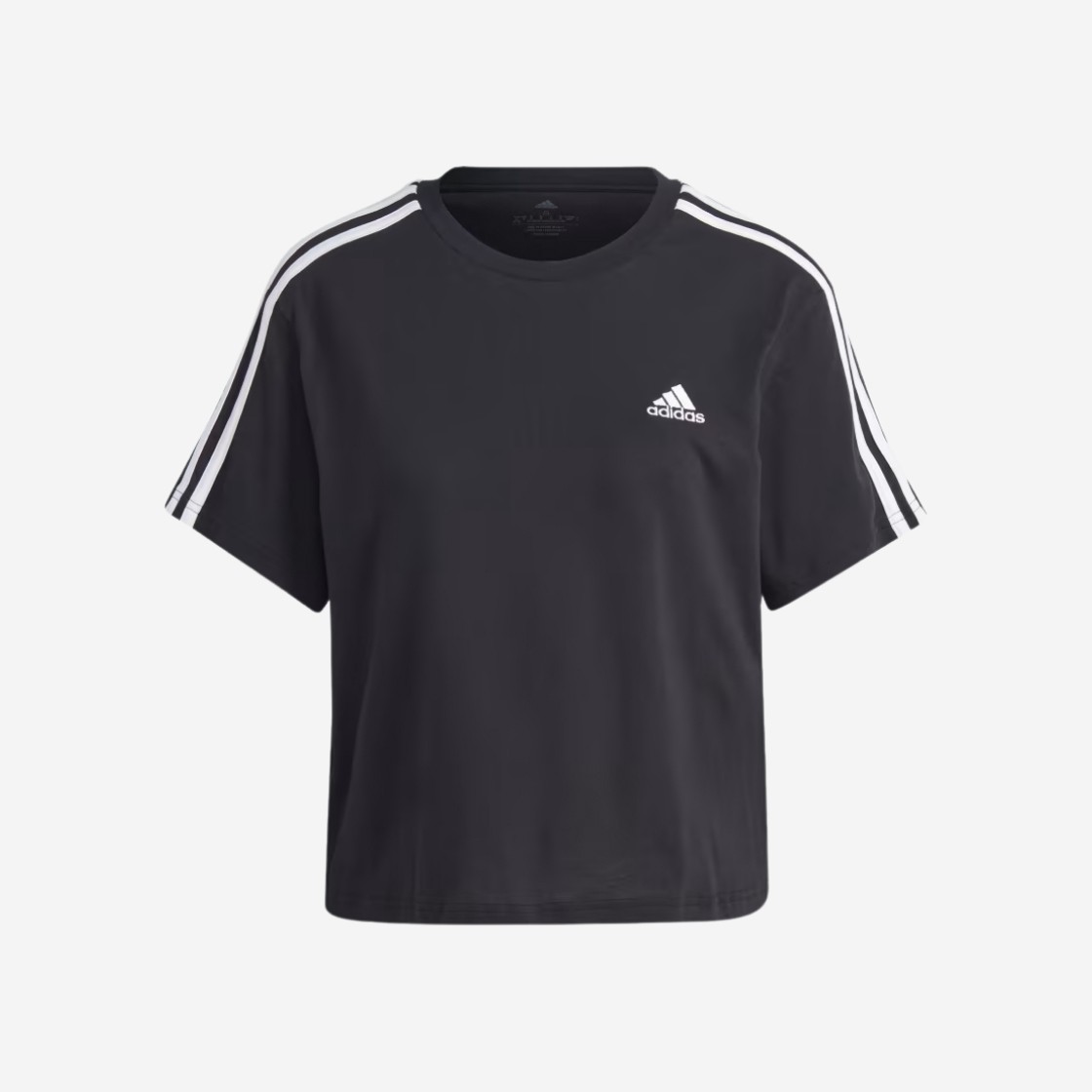 (W) Adidas Essentials 3-Stripes Single Jersey Crop Top Black - KR Sizing 상세 이미지 1