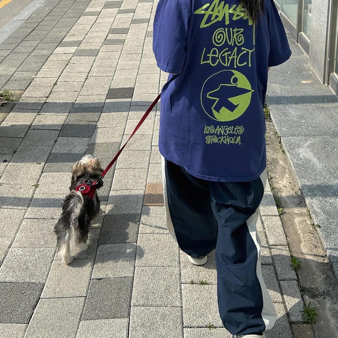 Stussy x Our Legacy Surfman Pigment Dyed T-Shirt Blueberry 착용 스타일