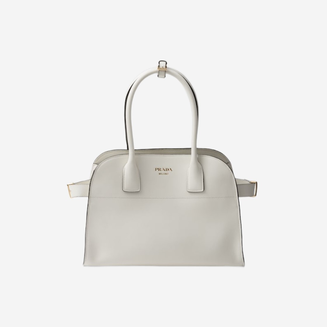 Prada Medium Leather Tote Bag White 상세 이미지 1