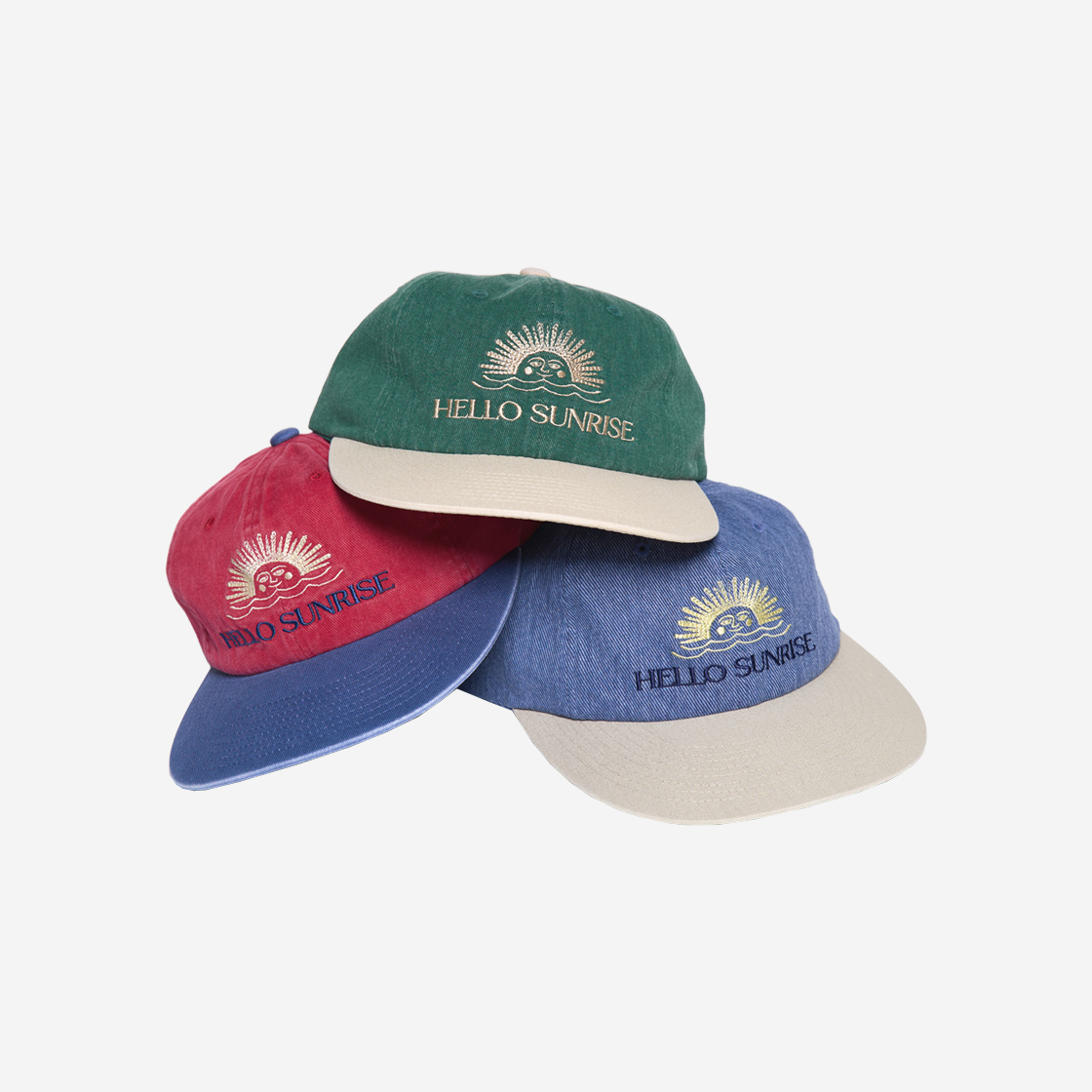 헬로선라이즈 투톤 워시드 오지 로고 캡 빈티지 레드 & 오션블루(Hello Sunrise Two Tone Washed OG Logo Cap VTG Red & Ocean Blue) - 4
