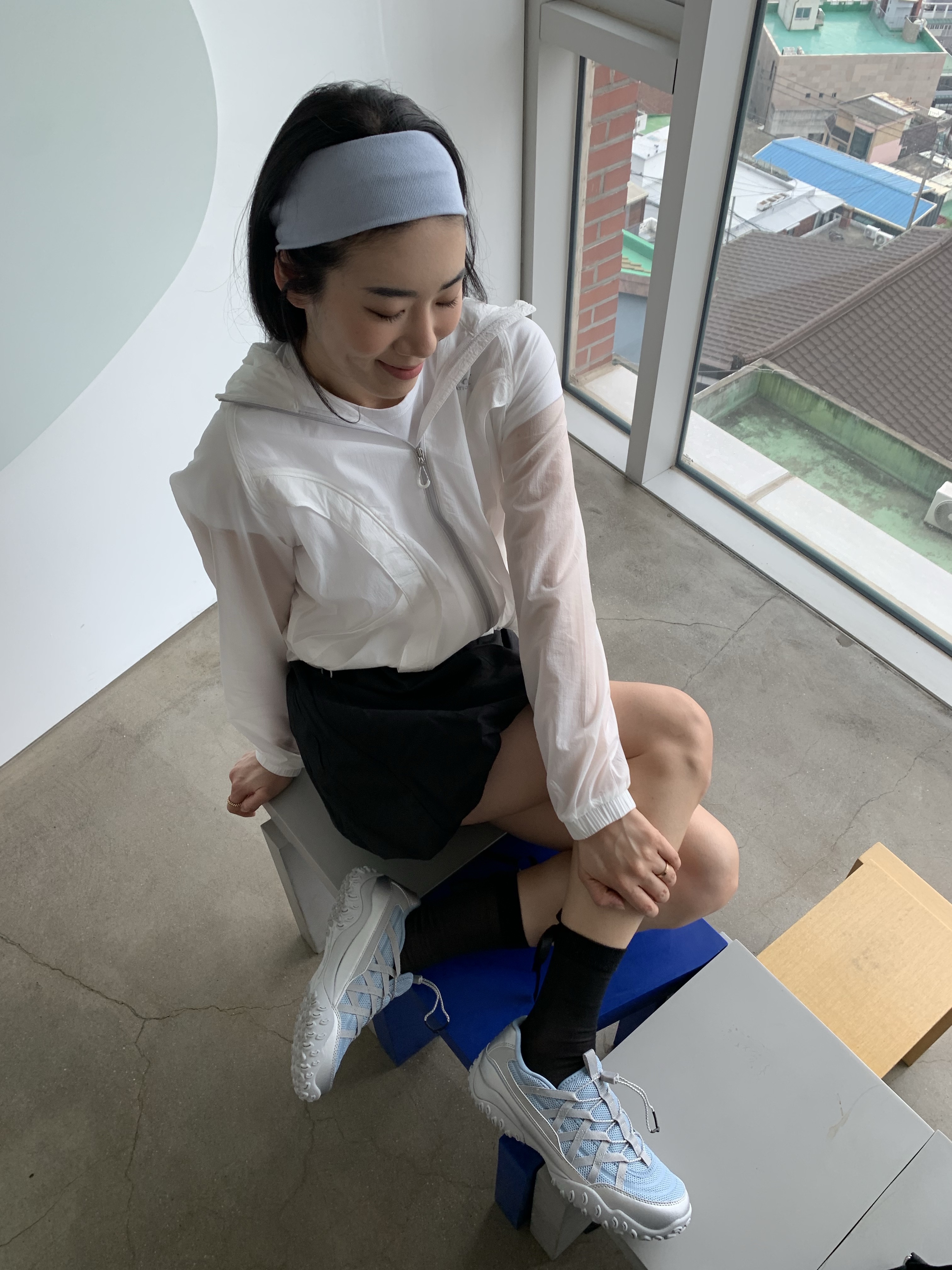 Fila Echappe Lace Grey Blue 착용 스타일 - 4