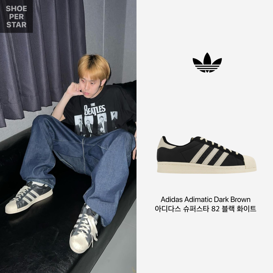 Adidas Superstar 82 Black White 착용 스타일 - 1
