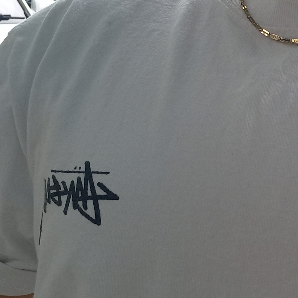 Salomon XT-6 ADV White, Stussy Fuzzy Dice T-Shirt White 착용 스타일 - 2