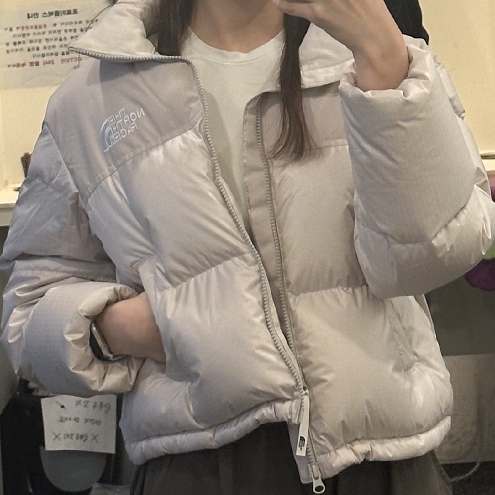 (W) The North Face White Label Novelty Nuptse Down Jacket Cream Beige, Apple Watch Series 7 41mm GPS Starlight Aluminum Case with Sport Band Starlight (Korean Ver.) 착용 스타일