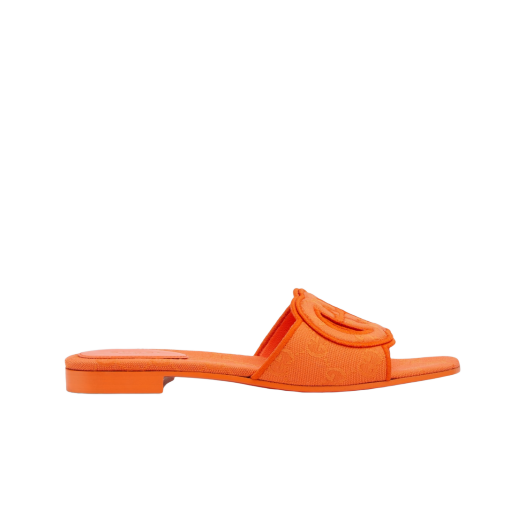 (W) 구찌 인터로킹 G 슬라이드 샌들 오렌지 GG 캔버스