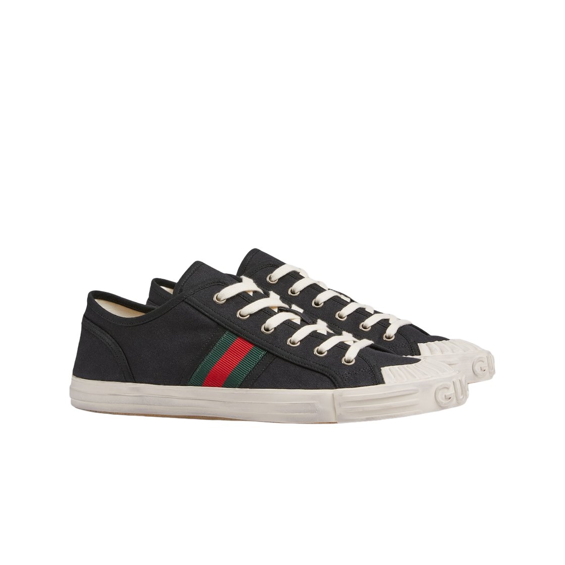 Gucci Sneakers with Web Black Cotton Fabric 상세 이미지 2