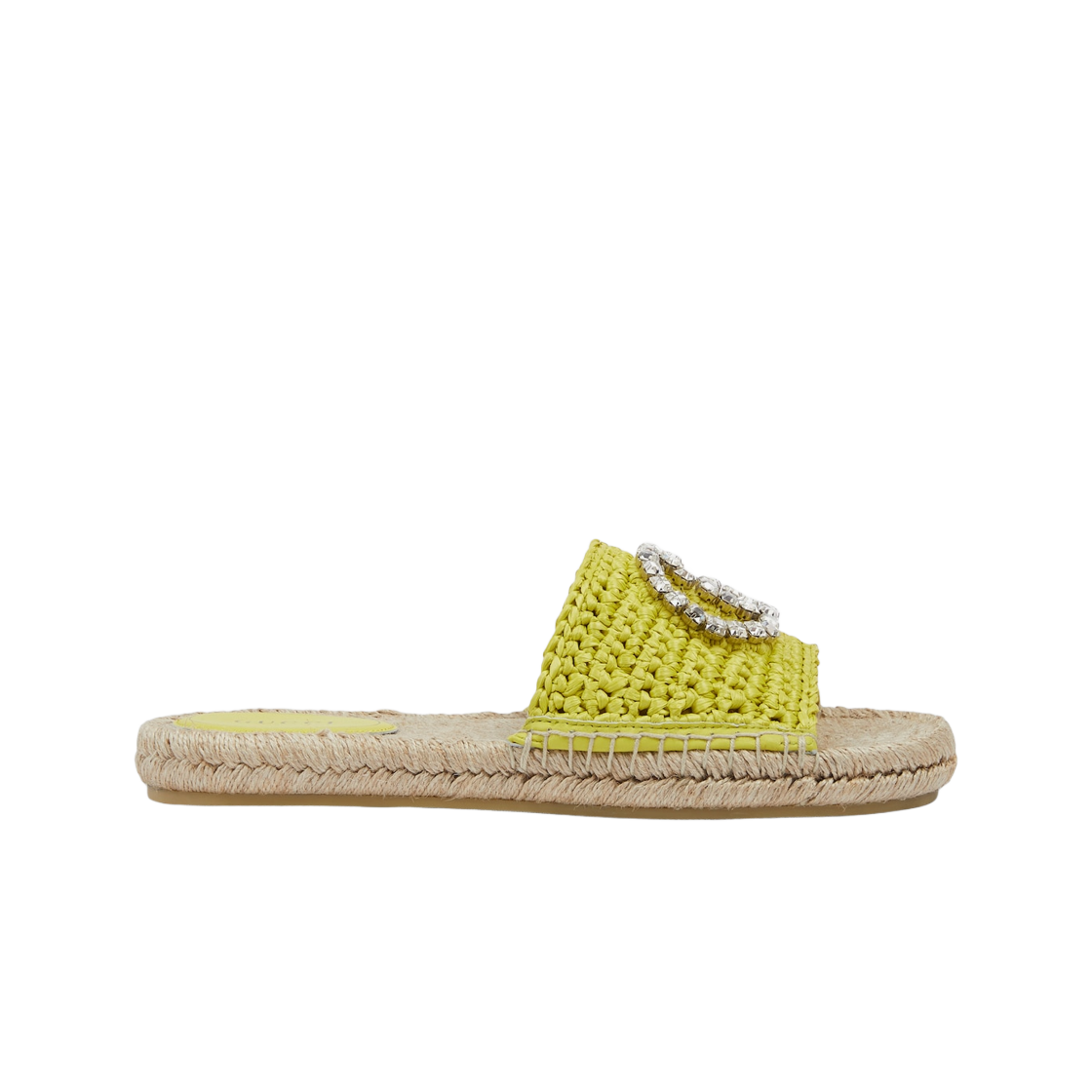(W) 구찌 인터로킹 G 에스파드리유 라임 그린 비스코스 이펙트 라피아((W) Gucci Interlocking G Espadrille Lime Green Viscose Effect Raffia) - 1
