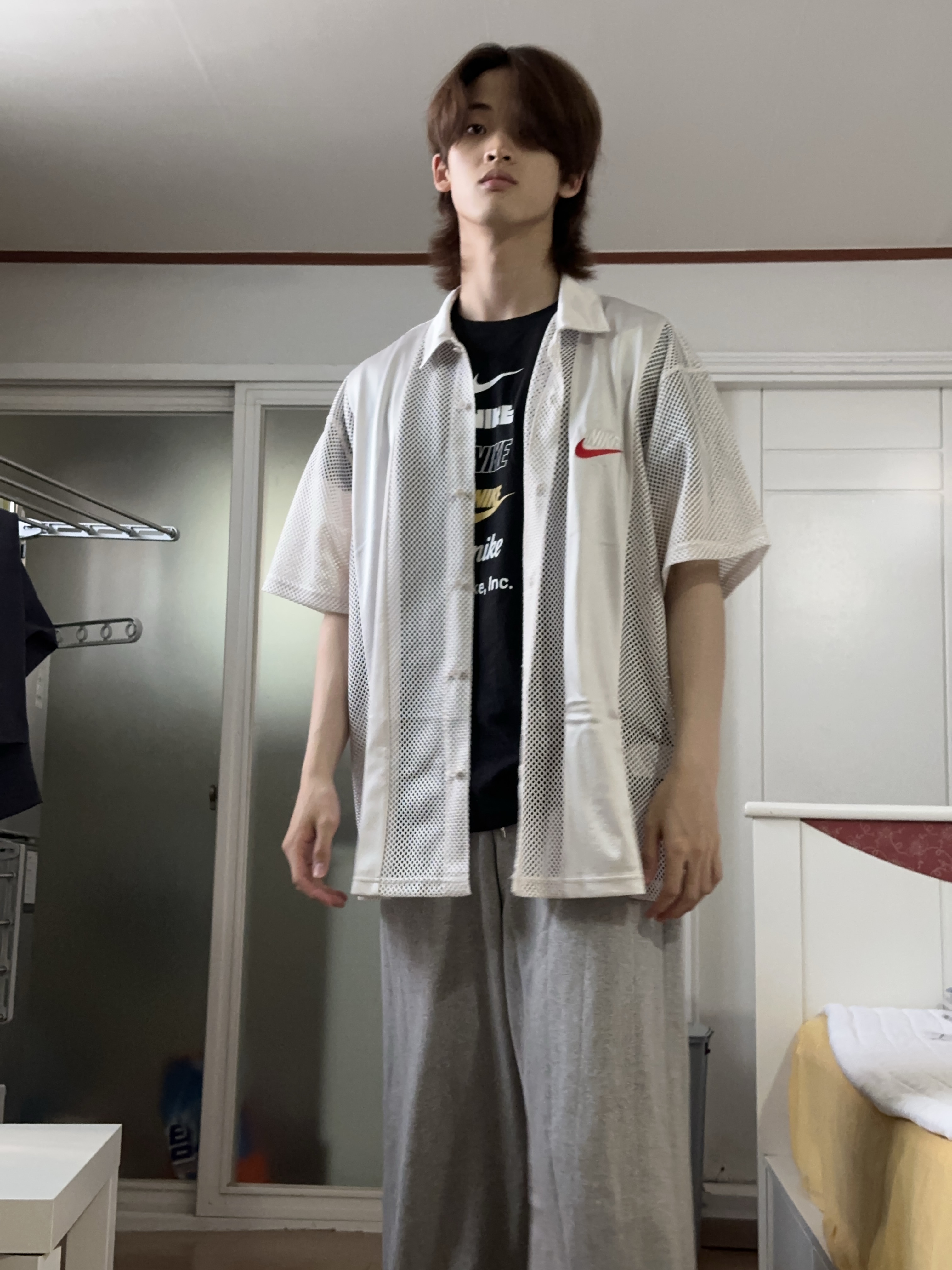 Supreme x Nike Mesh S/S Shirt White - 24SS 착용 스타일 - 1
