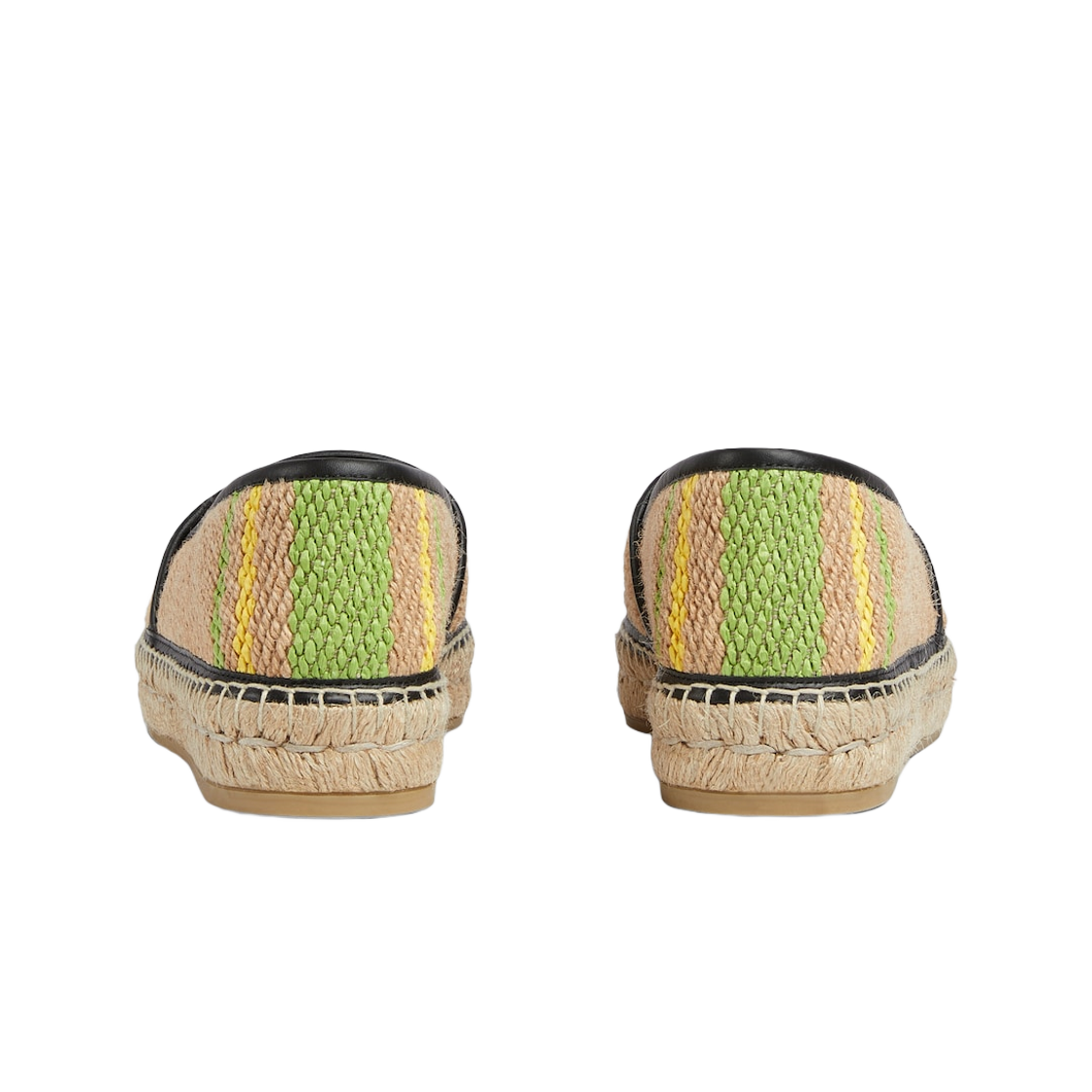 (W) Gucci Espadrille Natural Jute Green Yellow Stripes 상세 이미지 3