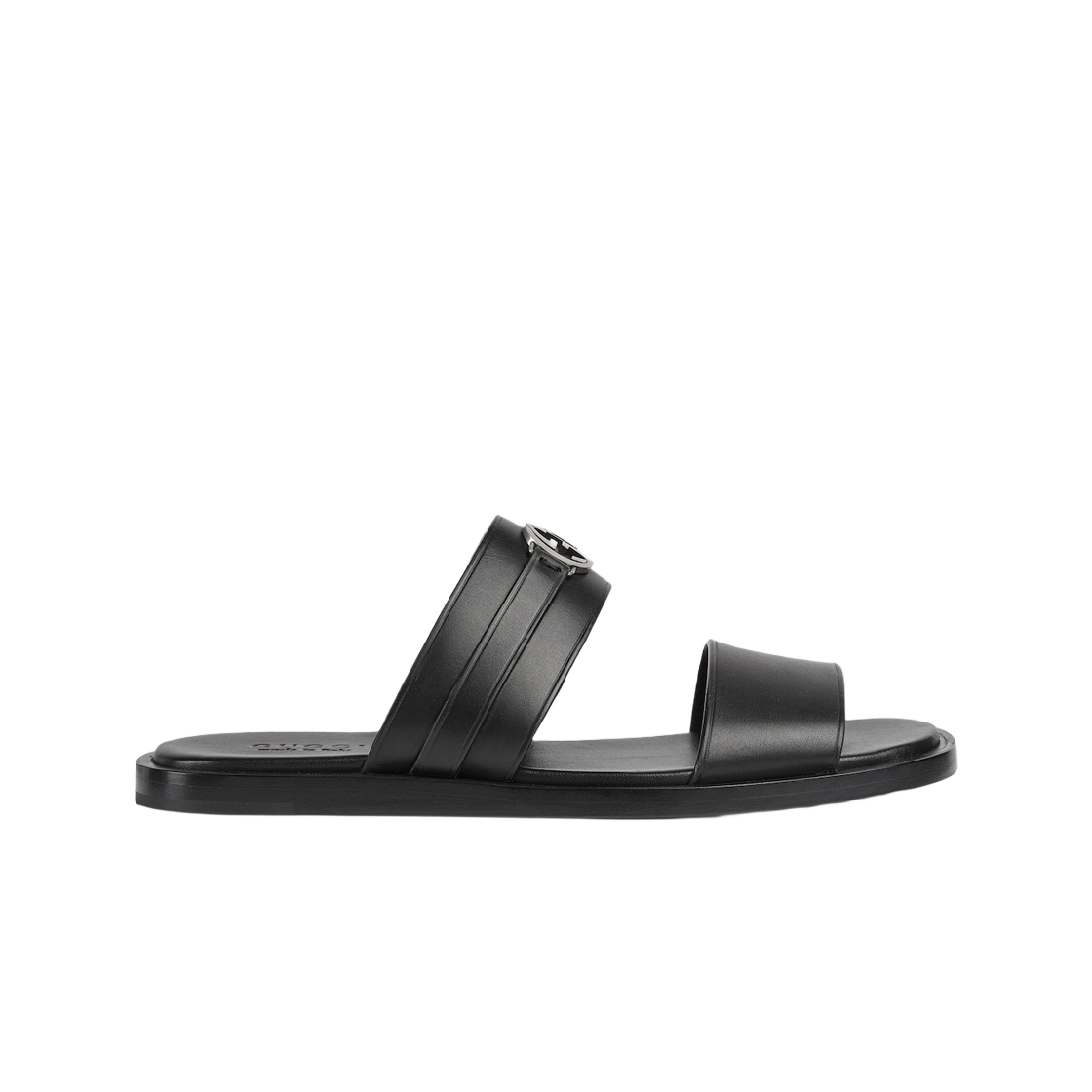 구찌 샌들 라운드 인터로킹 G 블랙 레더(Gucci Sandal with Round Interlocking G Black Leather)