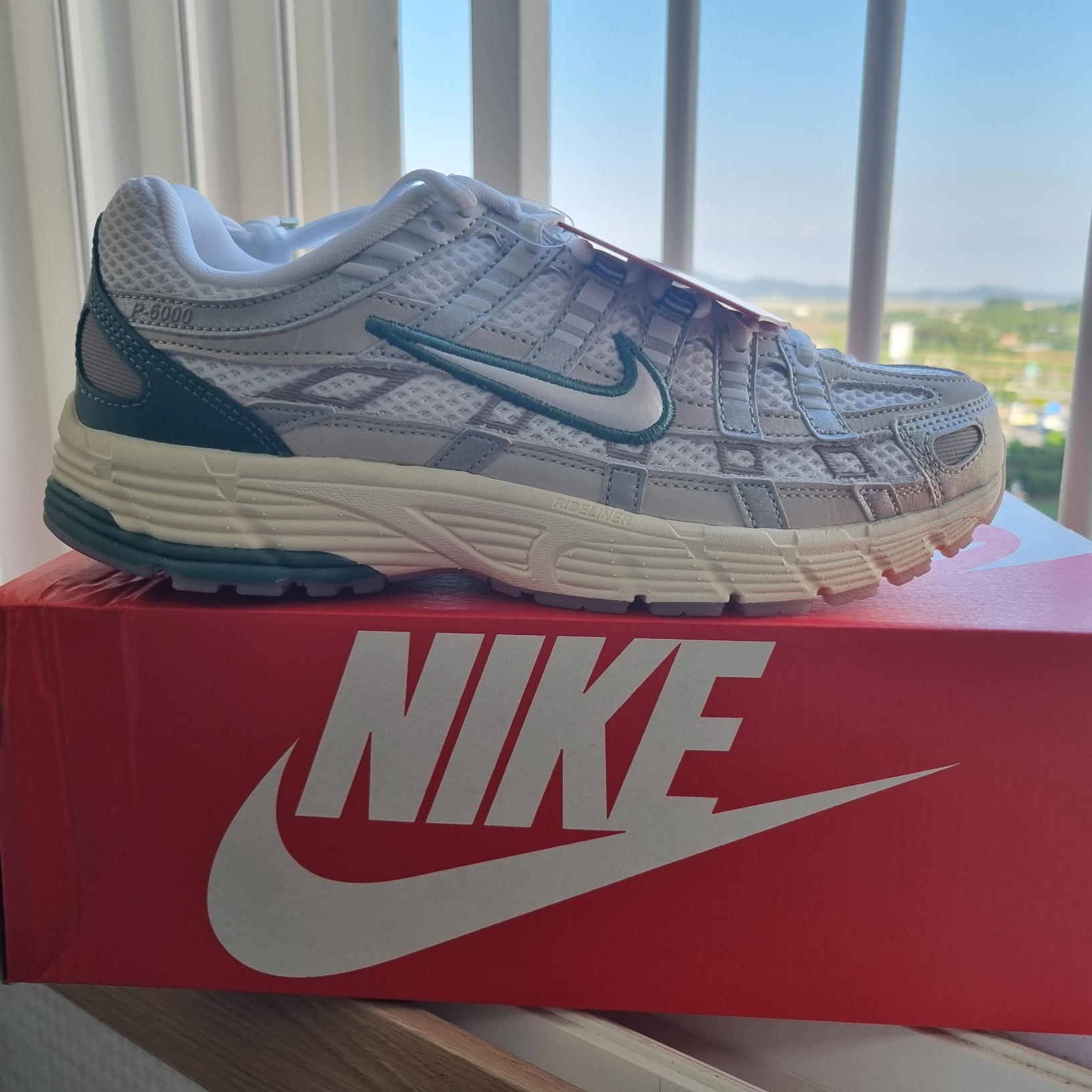 Nike P-6000 Light Bone White Metallic Silver 착용 스타일 - 2