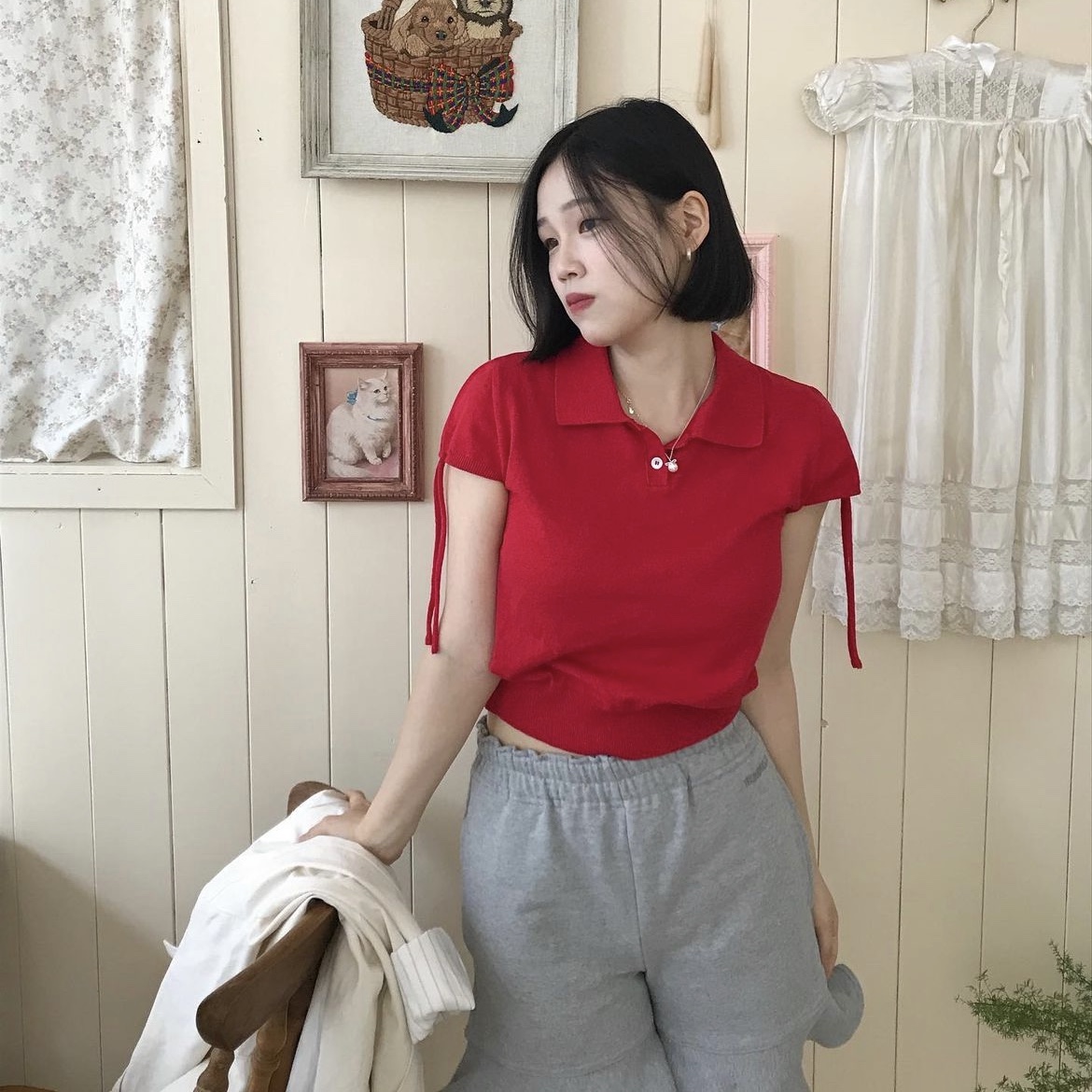 TRUNKPROJECT Ruffle Shorts Grey 착용 스타일