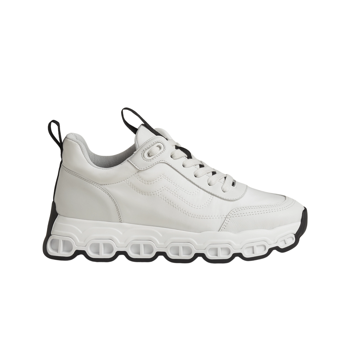 H241214Z90 (W) Hermes Impulse Sneakers Parachute Fabric Calfskin & Blanc