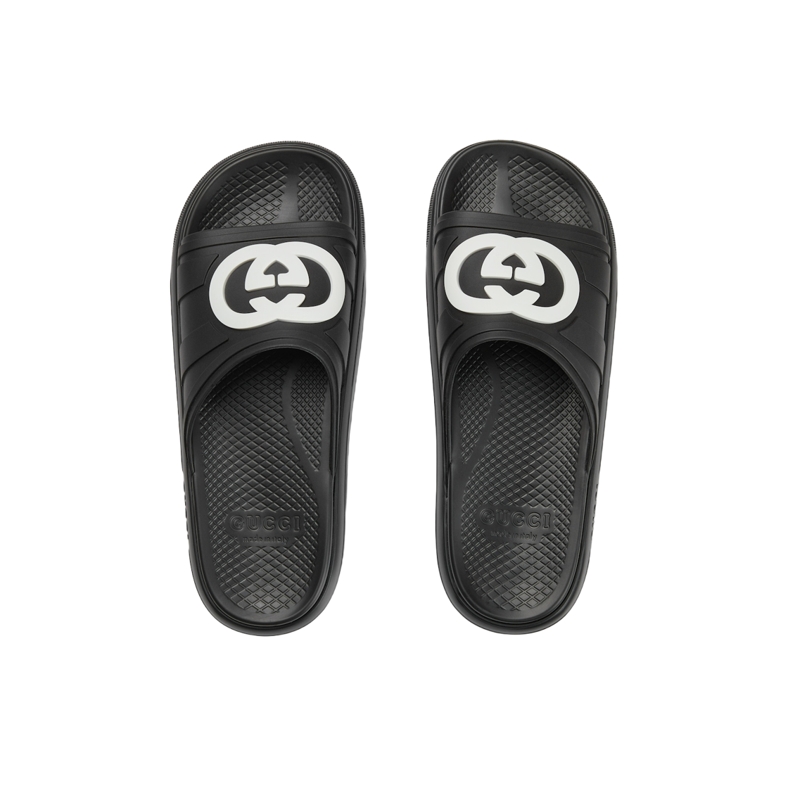 구찌 인터로킹 G 슬라이드 샌들 블랙 러버(Gucci Interlocking G Slide Sandal Black Rubber) - 4
