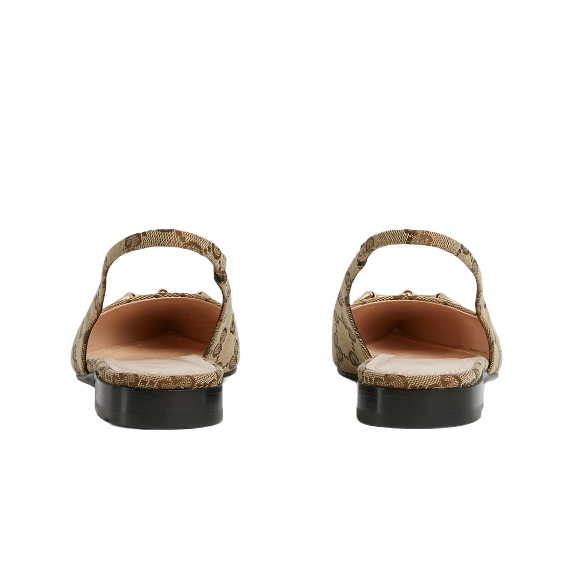 (W) 구찌 홀스빗 슬링백 발렛 플랫 베이지 에보니 오리지널 GG 캔버스((W) Gucci Horsebit Slingback Ballet Flat Beige Ebony Original GG Canvas) - 3