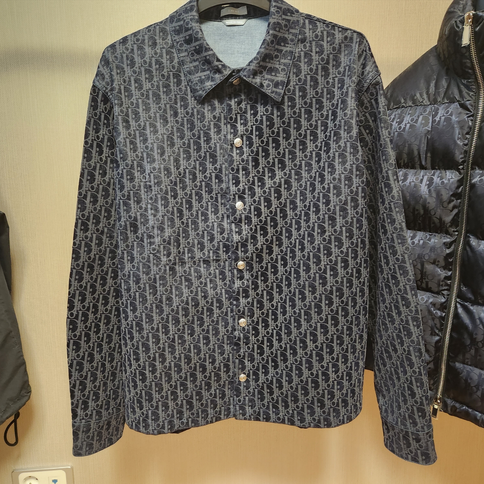 Dior Oblique Cotton Blend Twill Overshirt Blue 착용 스타일 - 1