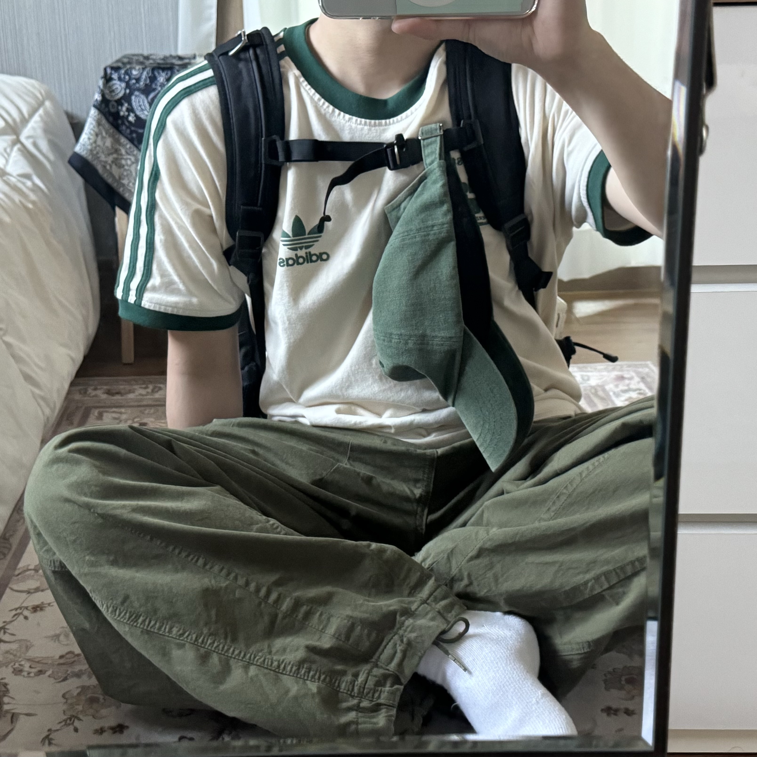 Adidas Sport Graphic Cali T-Shirt Wonder White - KR Sizing 착용 스타일 - 2