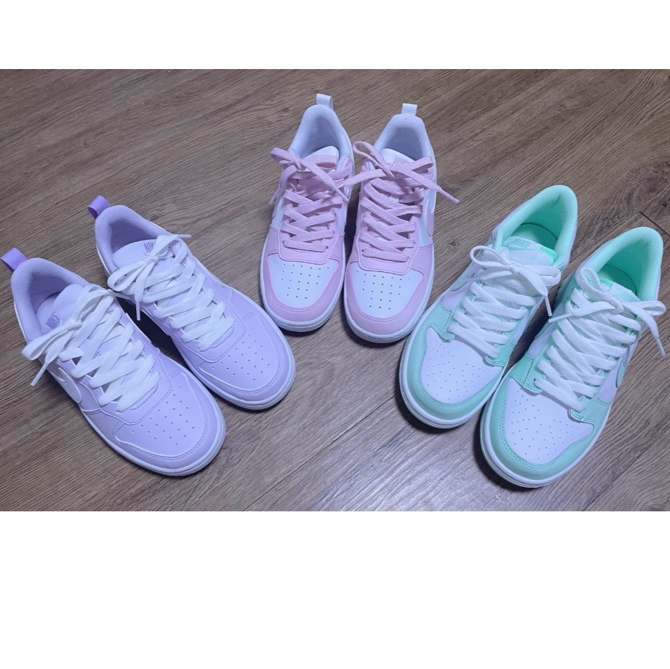 (GS) Nike Court Borough Low Recraft White Pink Foam, (GS) Nike Court Borough Low Recraft Barely Grape Lilac Bloom 착용 스타일