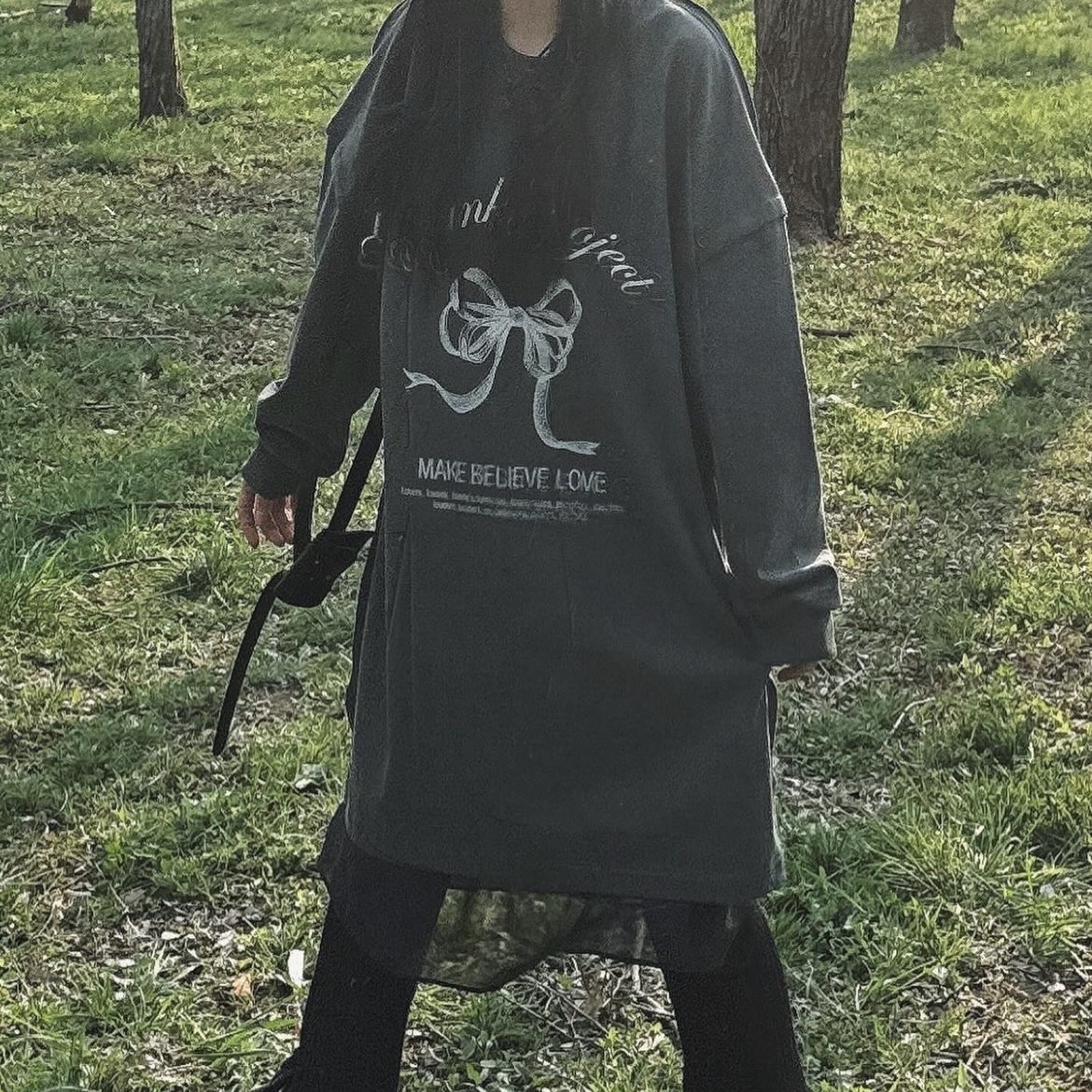 TRUNKPROJECT Printed Long Sleeve T-Shirt White, TRUNKPROJECT Printed Long Sleeve T-Shirt Grey 착용 스타일