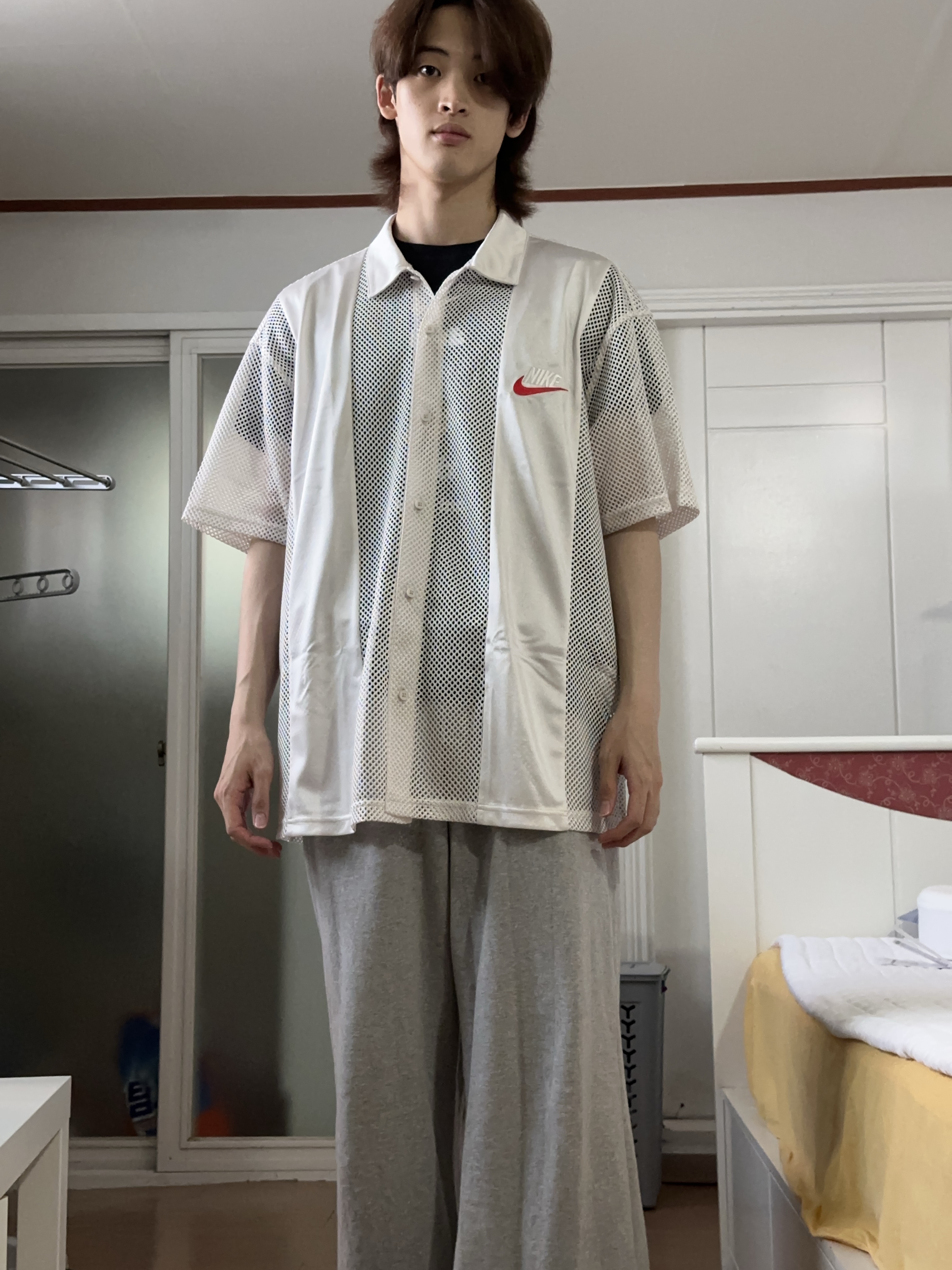 Supreme x Nike Mesh S/S Shirt White - 24SS 착용 스타일 - 2