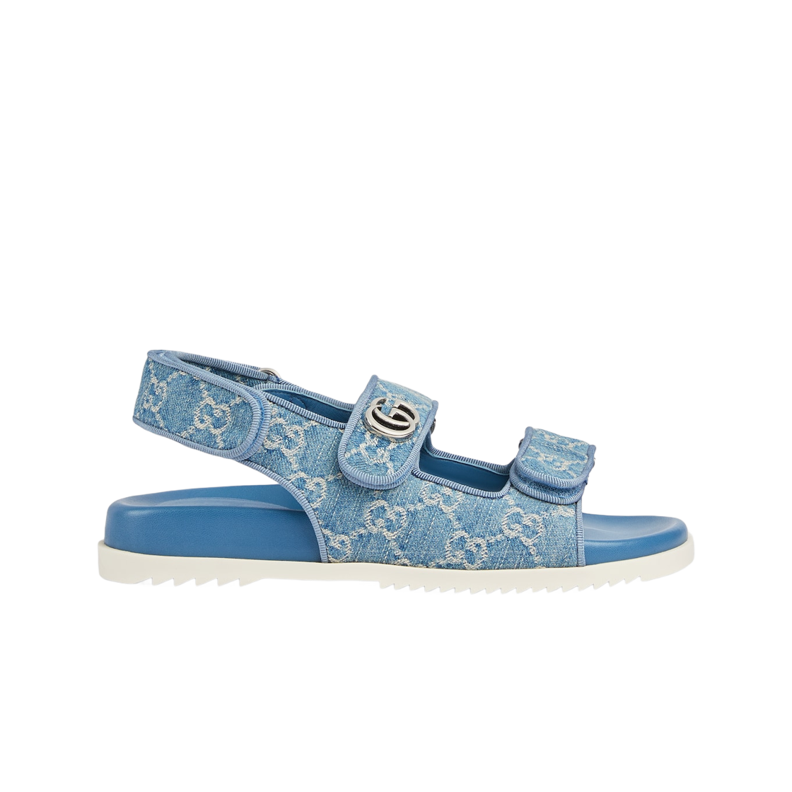 (W) 구찌 샌들 더블 G 라이트 블루 아이보리 데님((W) Gucci Sandal with Double G Light Blue Ivory Denim)