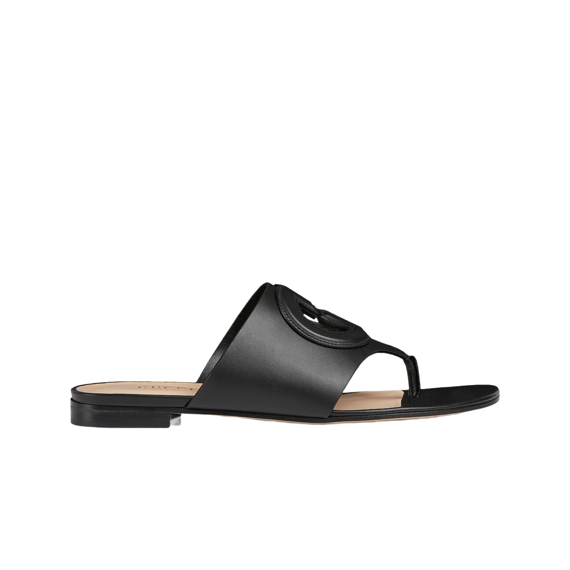 (W) 구찌 인터로킹 G 컷아웃 샌들 블랙 레더((W) Gucci Interlocking G Cut-Out Sandal Black Leather)