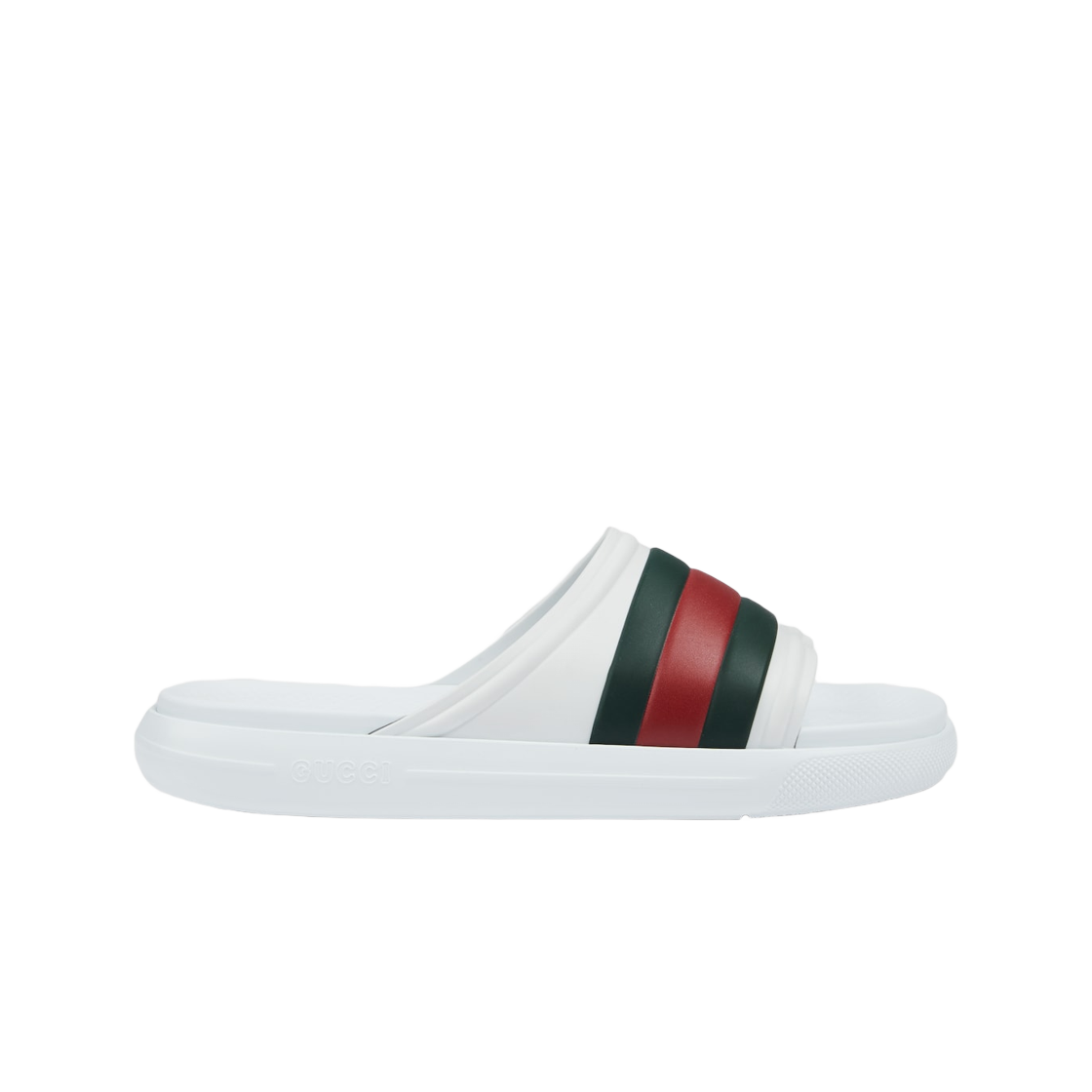 구찌 웹 슬라이드 샌들 화이트 러버 그린 레드 웹(Gucci Web Slide Sandal White Rubber Green Red Web)