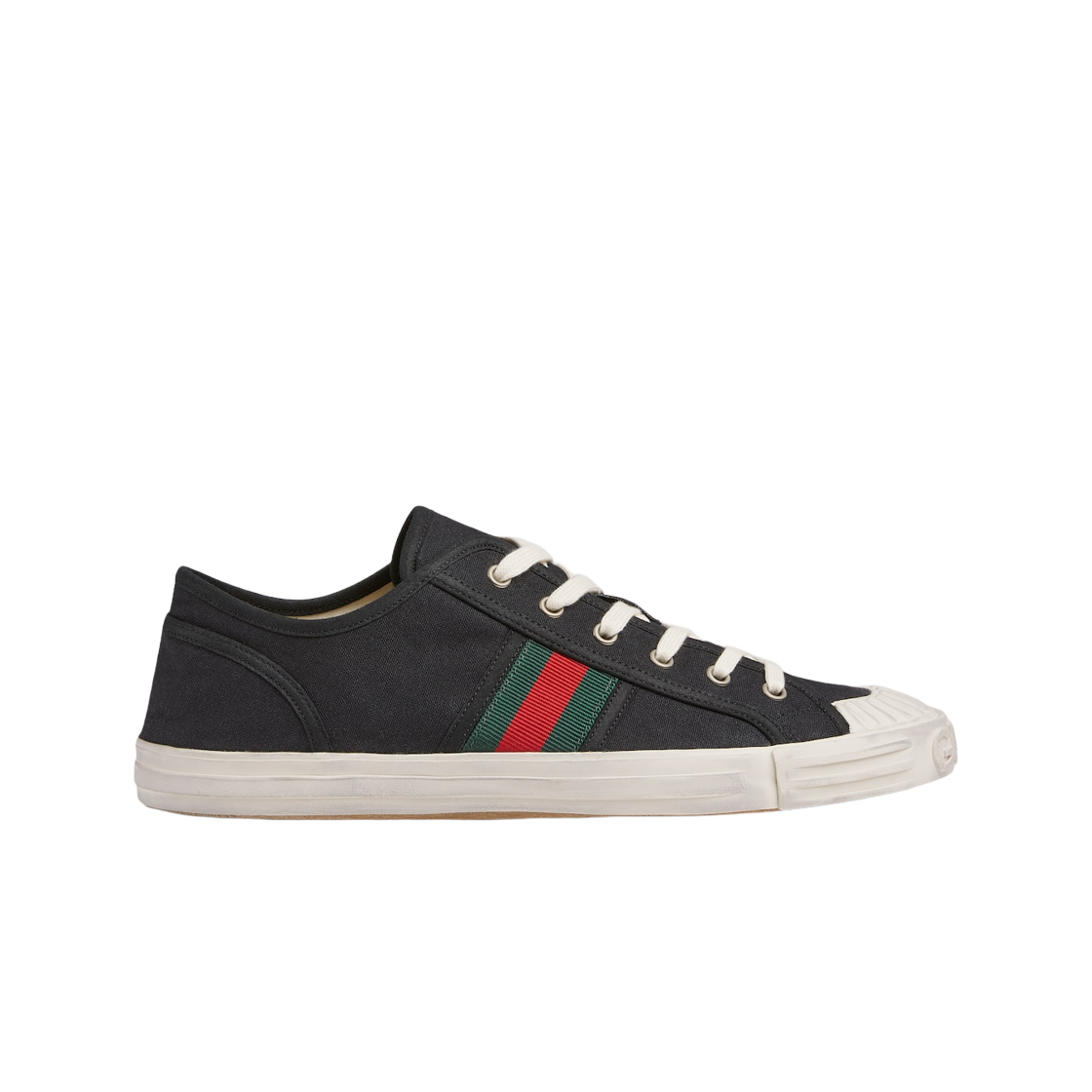 Gucci Sneakers with Web Black Cotton Fabric 상세 이미지 1