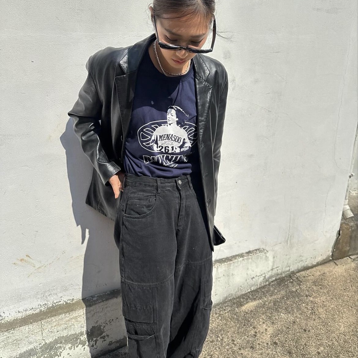 Menasoo Dry Air Run People Overfit Tee Navy 착용 스타일