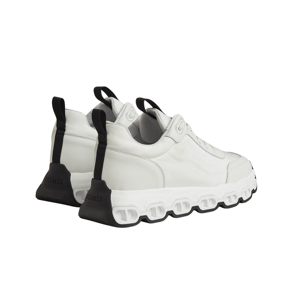 (W) 에르메스 임펄스 스니커즈 파라슈트 패브릭 카프스킨 & 블랑((W) Hermes Impulse Sneakers Parachute Fabric Calfskin & Blanc) - 2