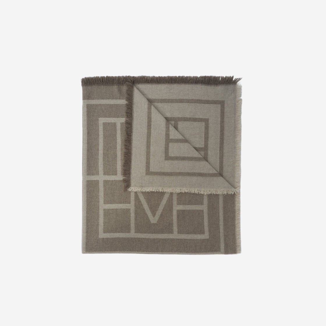 Toteme Monogram Wool Cashmere Scarf Tobacco 상세 이미지 1